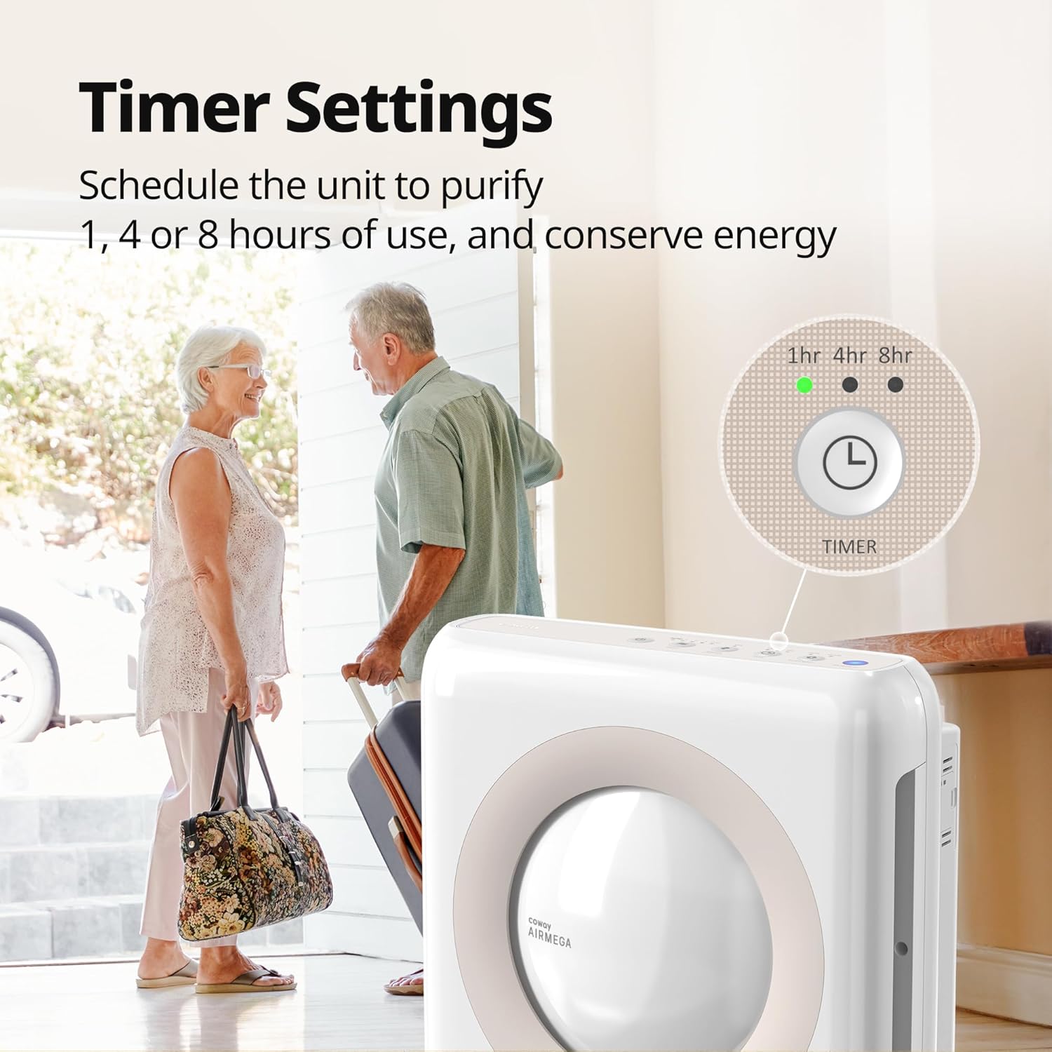 Coway Airmega AP-1512HH(W) True HEPA Purifier with Air Quality Monitor