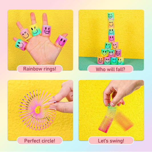 AZEN 24 Pcs Mini Spring Party Favors for Kids 3-5 4-8, Goodie Bags Stuffers for Birthday Party, Classroom Prizes Kids Prizes, Small Bulk Toys Gifts (4 Smile)
