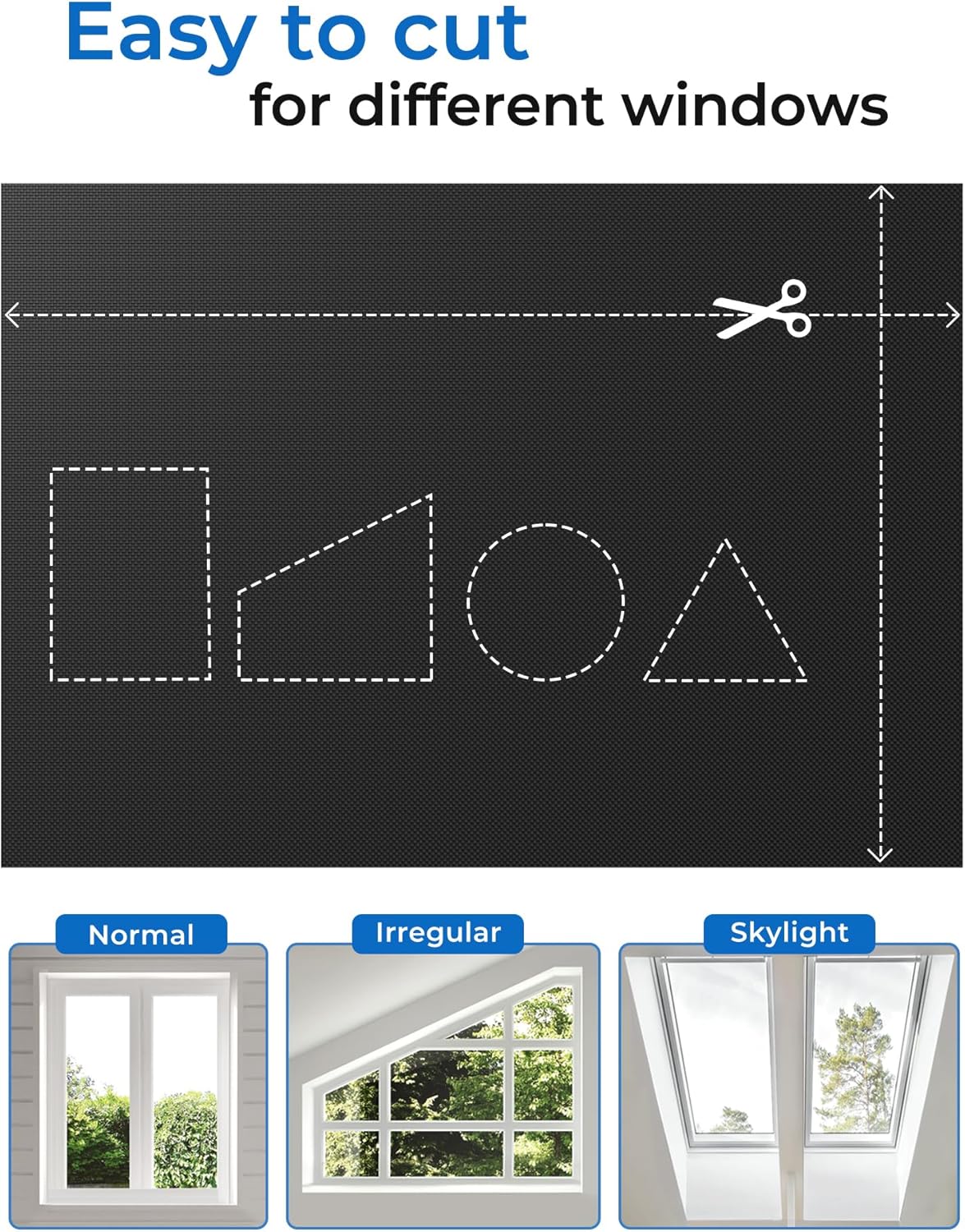 Sumobaby 50"x59" Portable Blackout Curtains, Blinds for Windows with Hook & Loop Tapes, 100% Blackout Window Shades, Curtains Easy to Cut Fit for Bedroom, Baby Room and TV Room (Black)