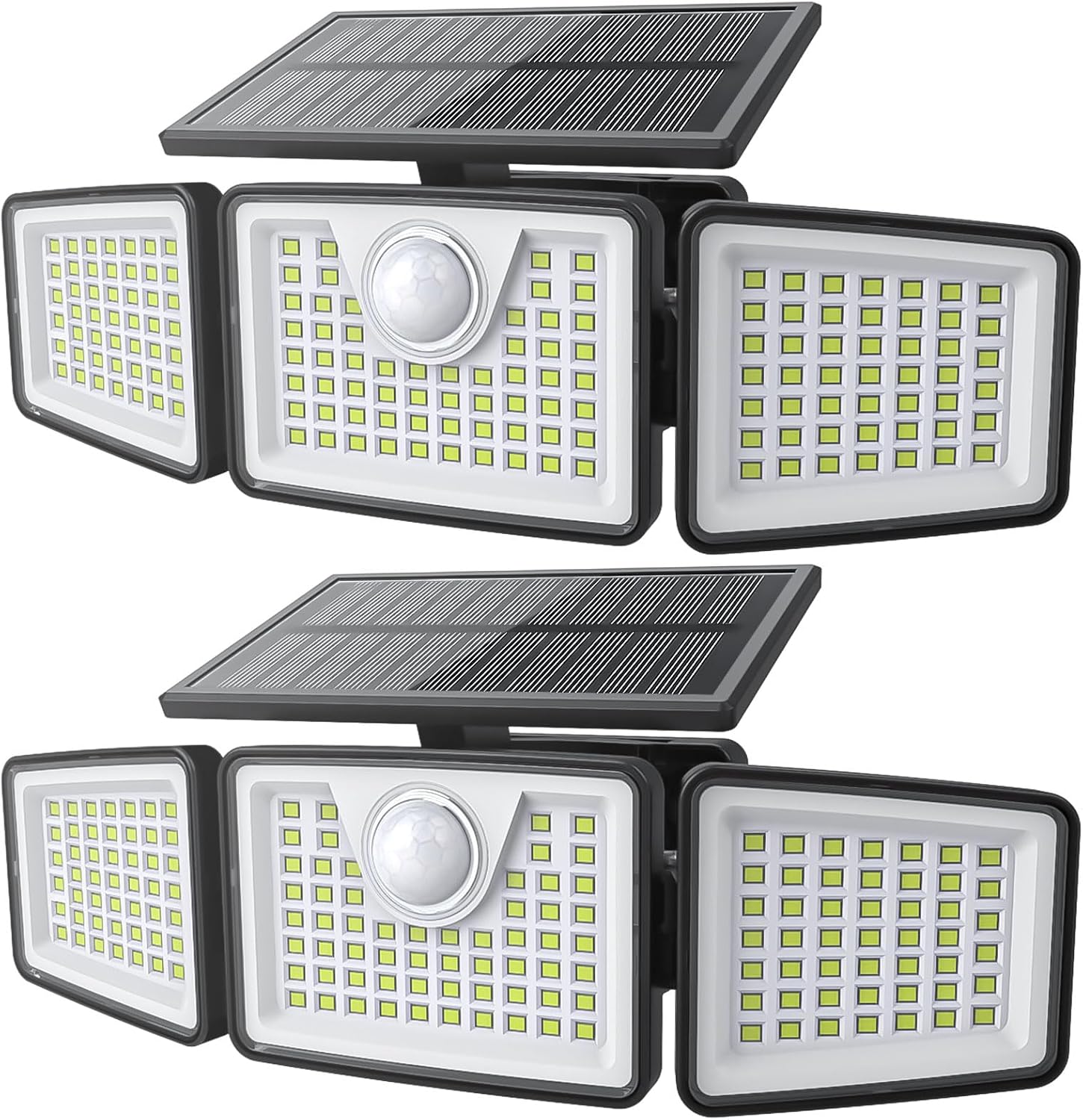 2500LM Solar Lights Outdoor with Motion Sensor,3 Head 270° Wide Angle 