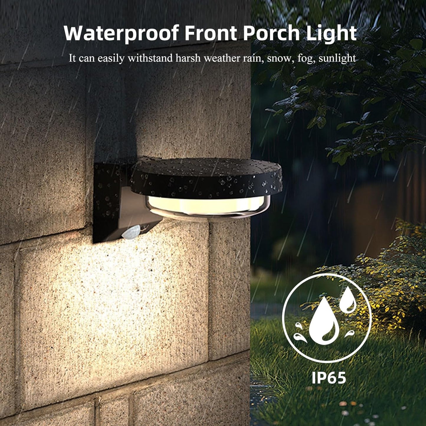 Solar Wall Light, Motion Sensor Outdoor Lights with 3 Modes, 1200mAh Cordless LED Porch Light,Exterior Lighting fixtures, Waterproof Outdoor Wall Sconce for Yard Garden Fence Patio Garage (Black-1PC)