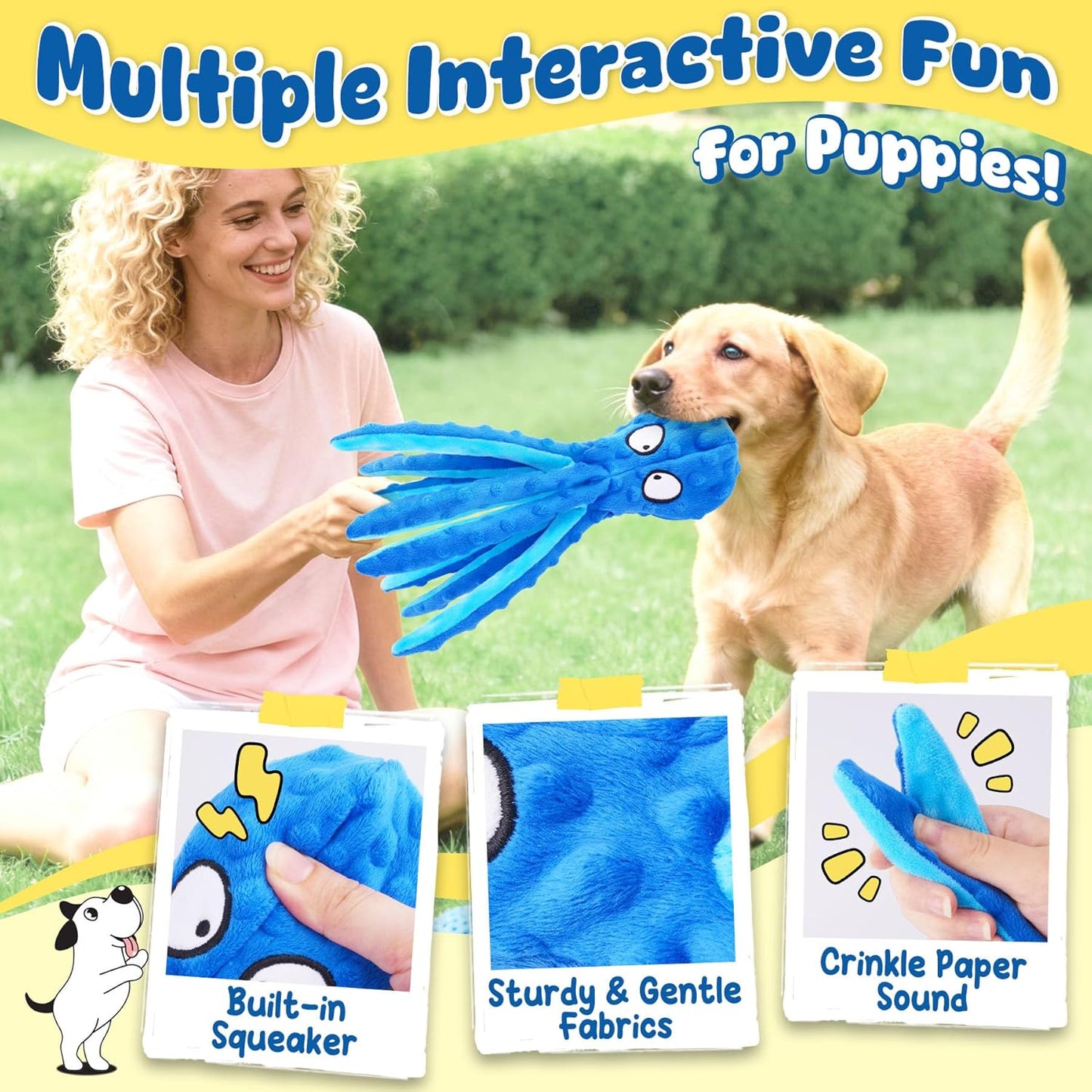 KIPRITII 9-Pack Interactive Puppy Dog Toys for Small Dogs No-Stuffing 