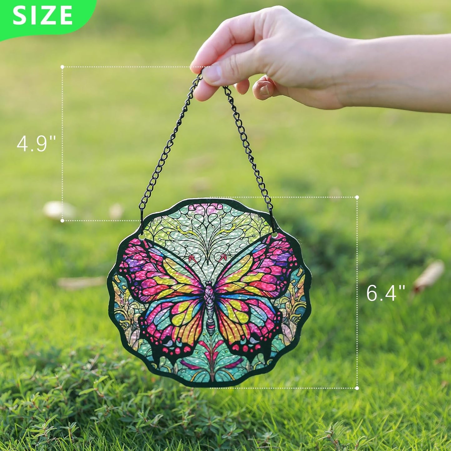 H&D HYALINE & DORA 6.5”Butterfly Stained Glass Window Hanging Butterfly Suncatchers for Window Hanging Stained Glass Panels Wall Art Decor Gifts for Women