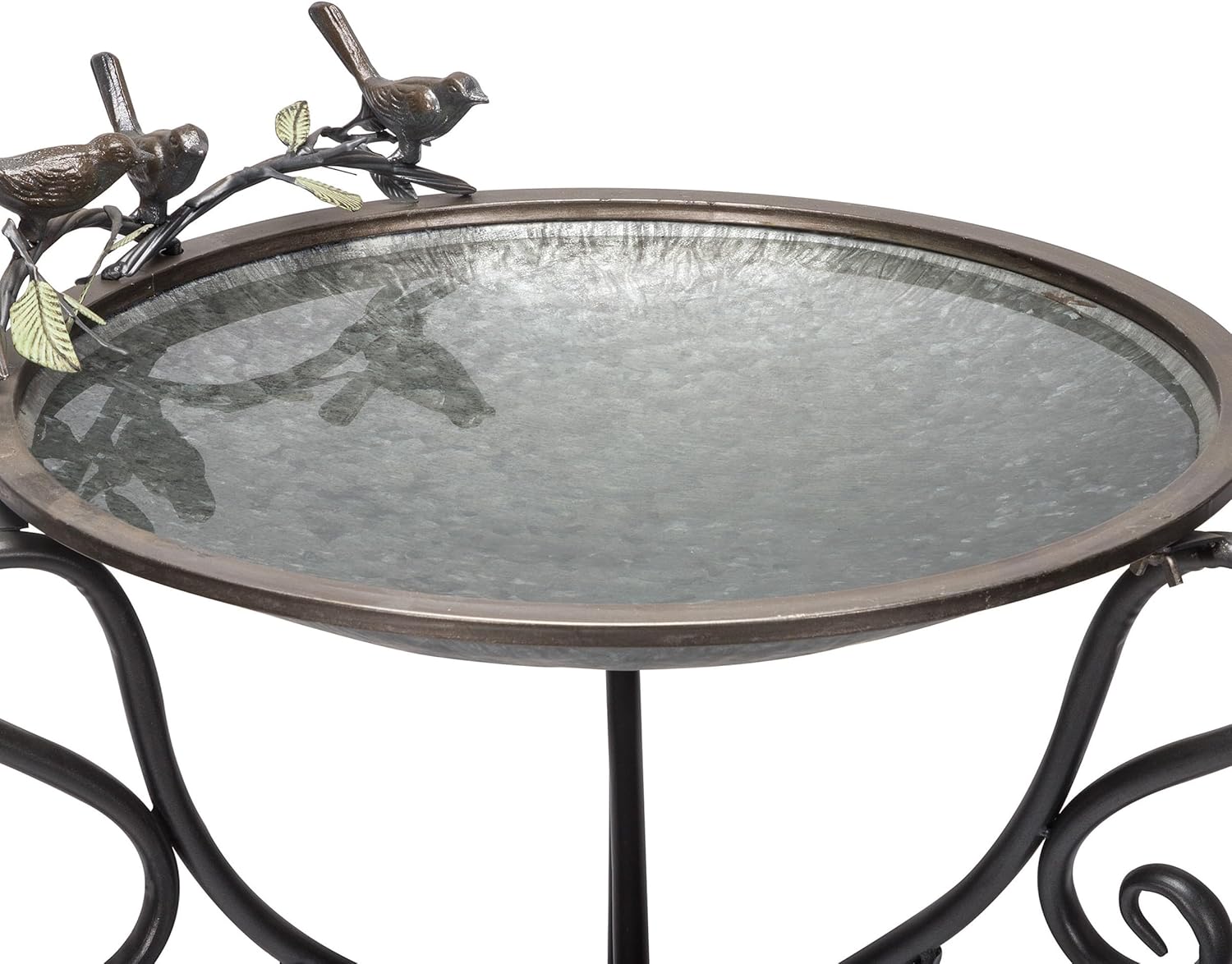 Alpine Corporation Vintage Metal Birdbath with Twigs and Bird Figurine