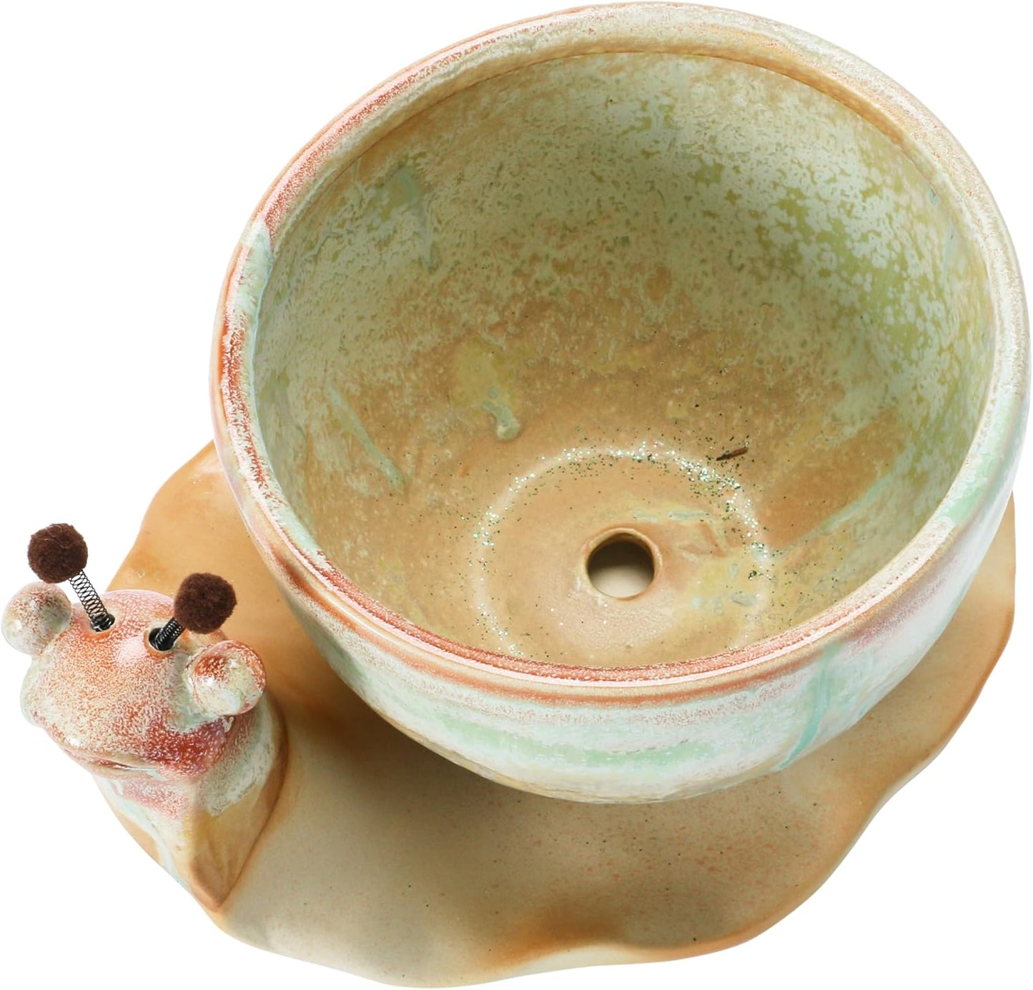 Creative Co-Op Stoneware Snail Planter, Reactive Glaze, (Each One Will