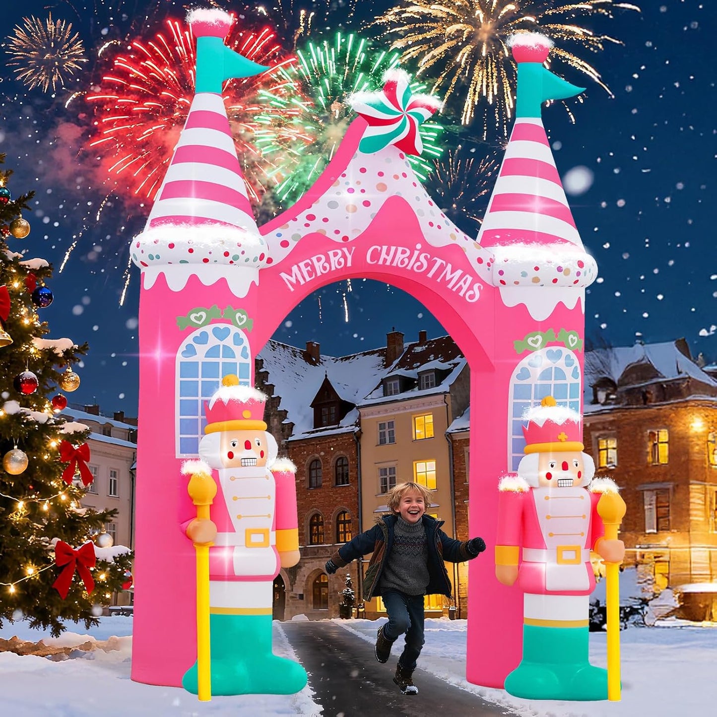 Evoio 12 FT Giant Christmas Archway Inflatables Nutcracker with LED Li