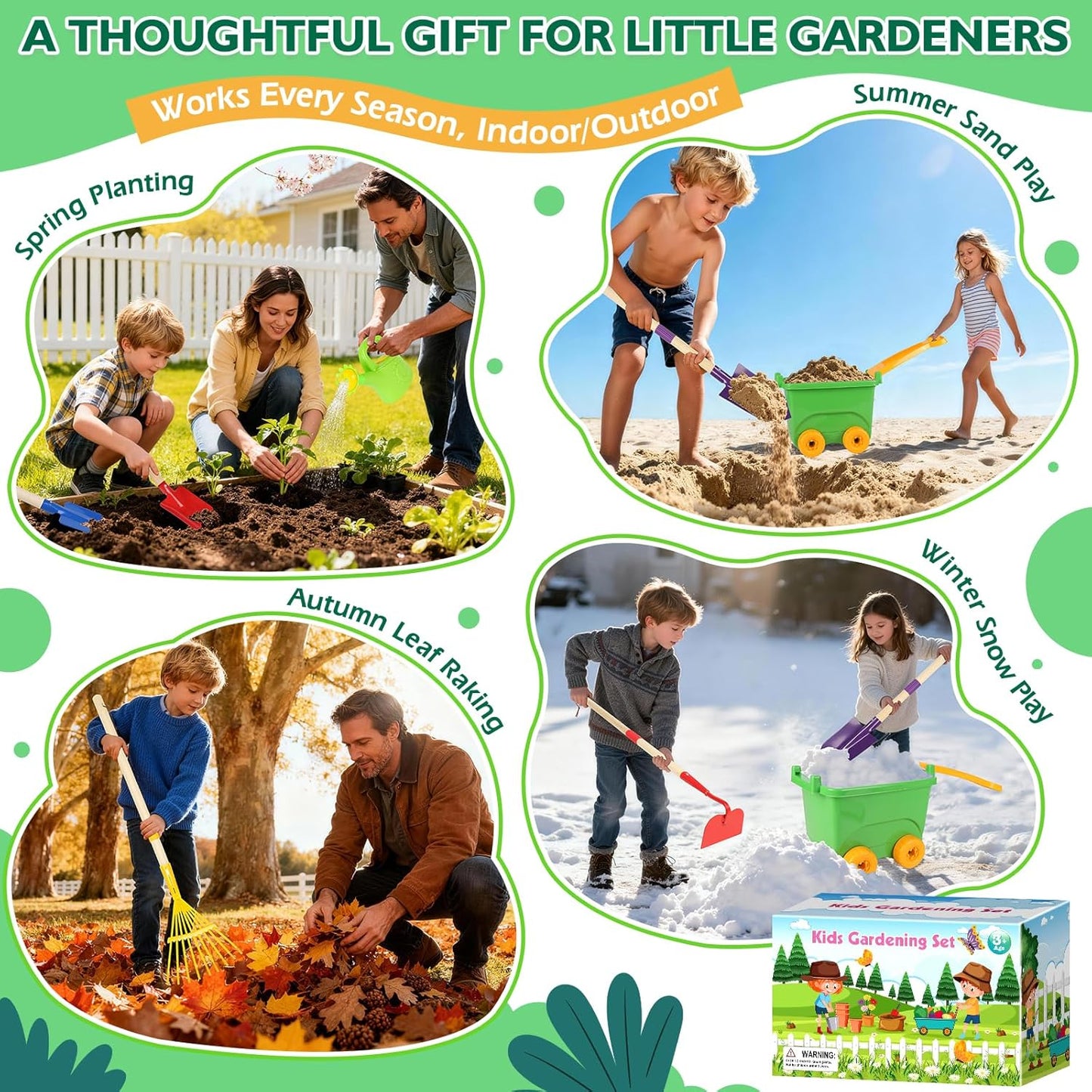 Kids Gardening Set, Outdoor Toys with Wheelbarrow and Kids Garden Tool