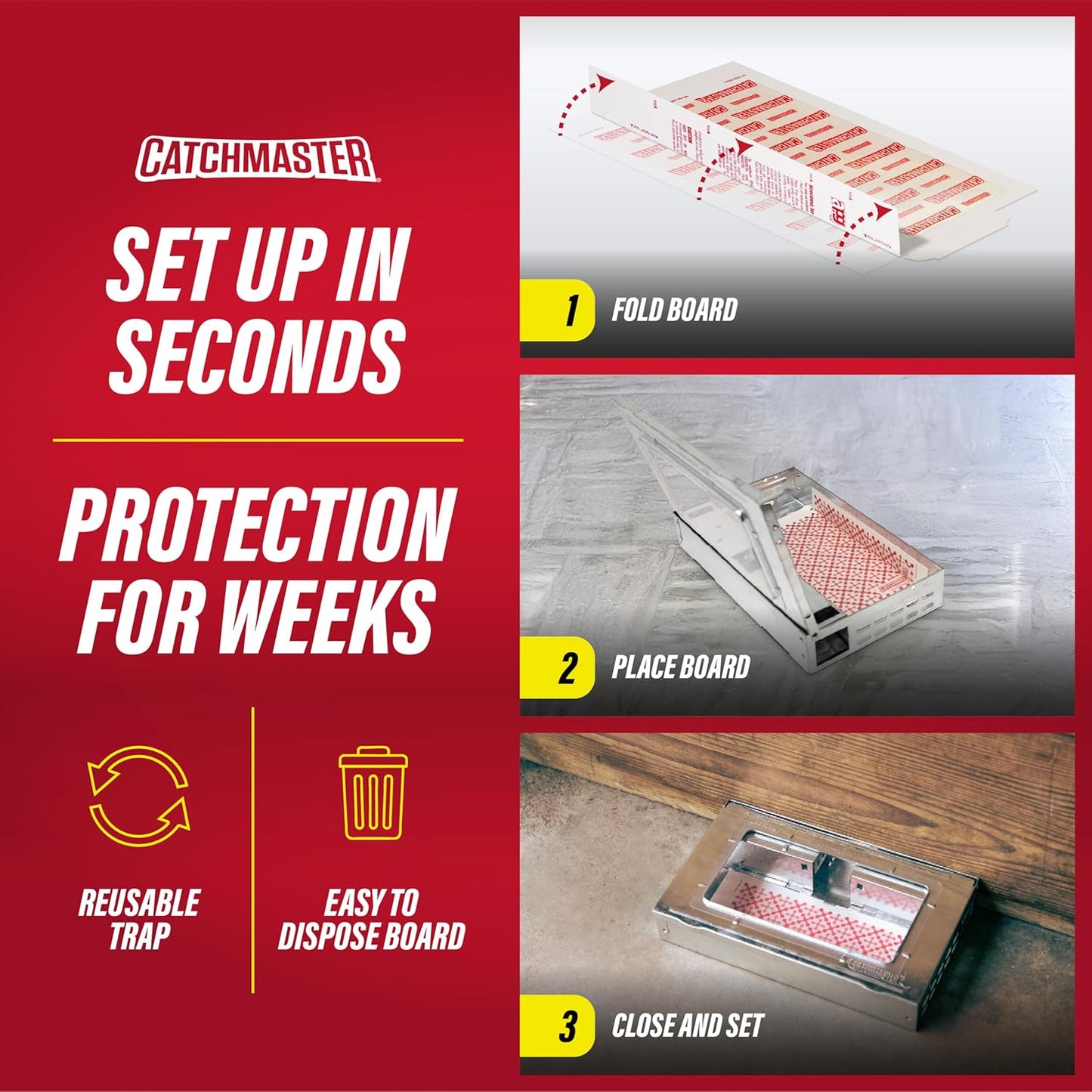 Catchmaster Multi-Catch Mouse Trap 3-Pack, Humane Mouse Traps Indoor f
