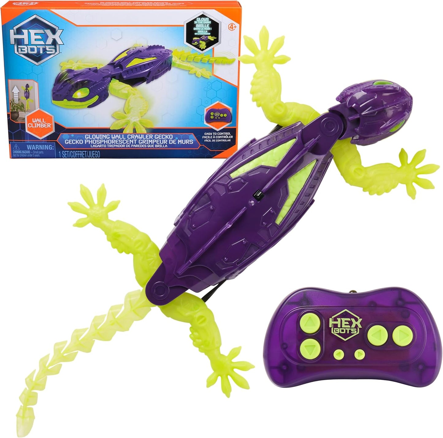 HEX Bots Glow-in-The-Dark Gecko with Official Wall Climber Technology,