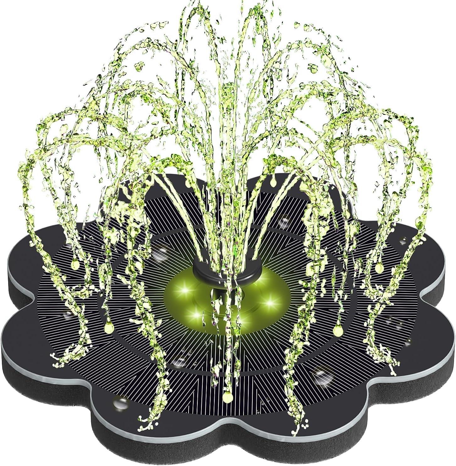 Yzert Solar Fountain with Colorful LED Lights & 2000 mAh Battery Flowe