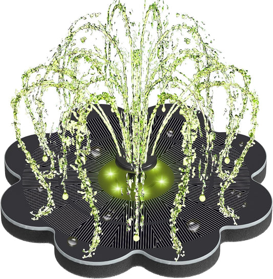 Yzert Solar Fountain with Colorful LED Lights & 2000 mAh Battery Flowe