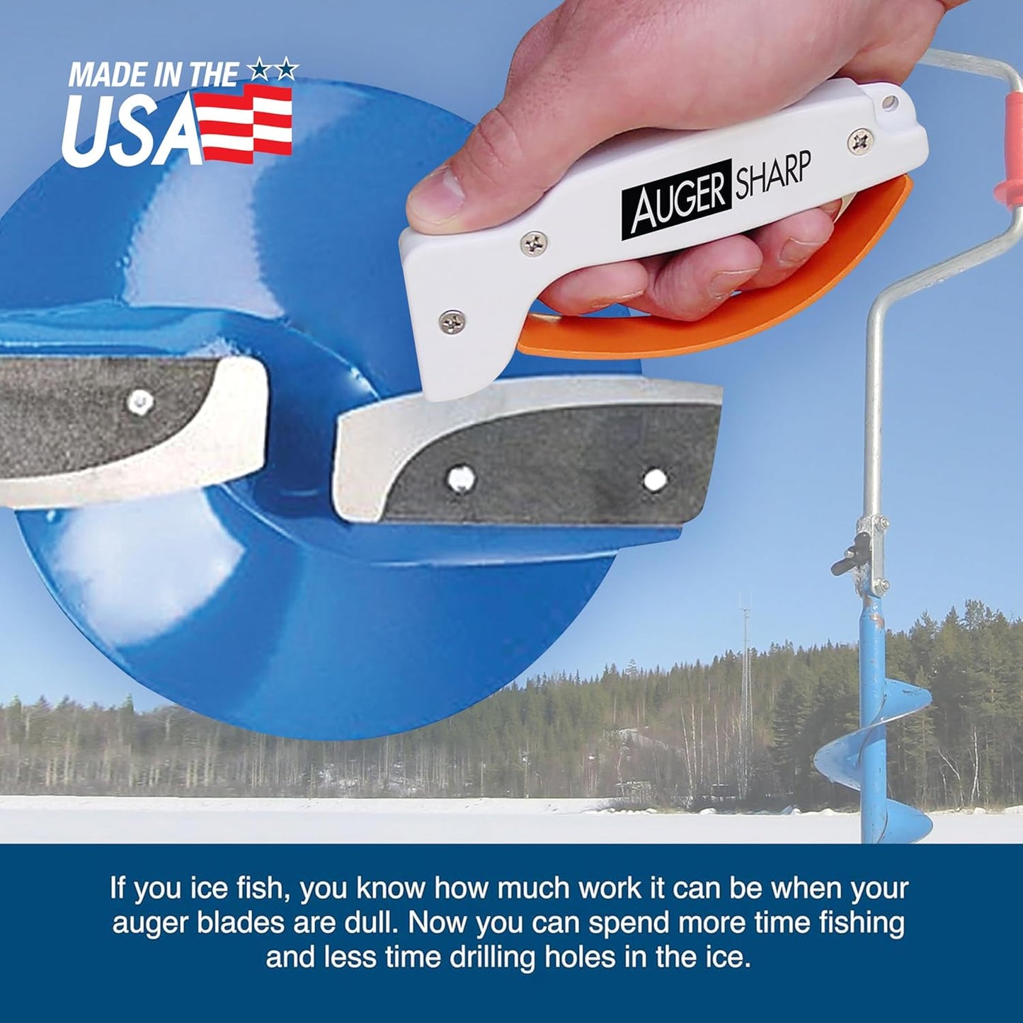 AccuSharp AugerSharp & Ice Auger Tool Sharpener, Diamond-Honed Tungsten Carbide Blade, Quickly Sharpens, Restores, Repairs & Hones Dull Ice Fishing Tool Blades