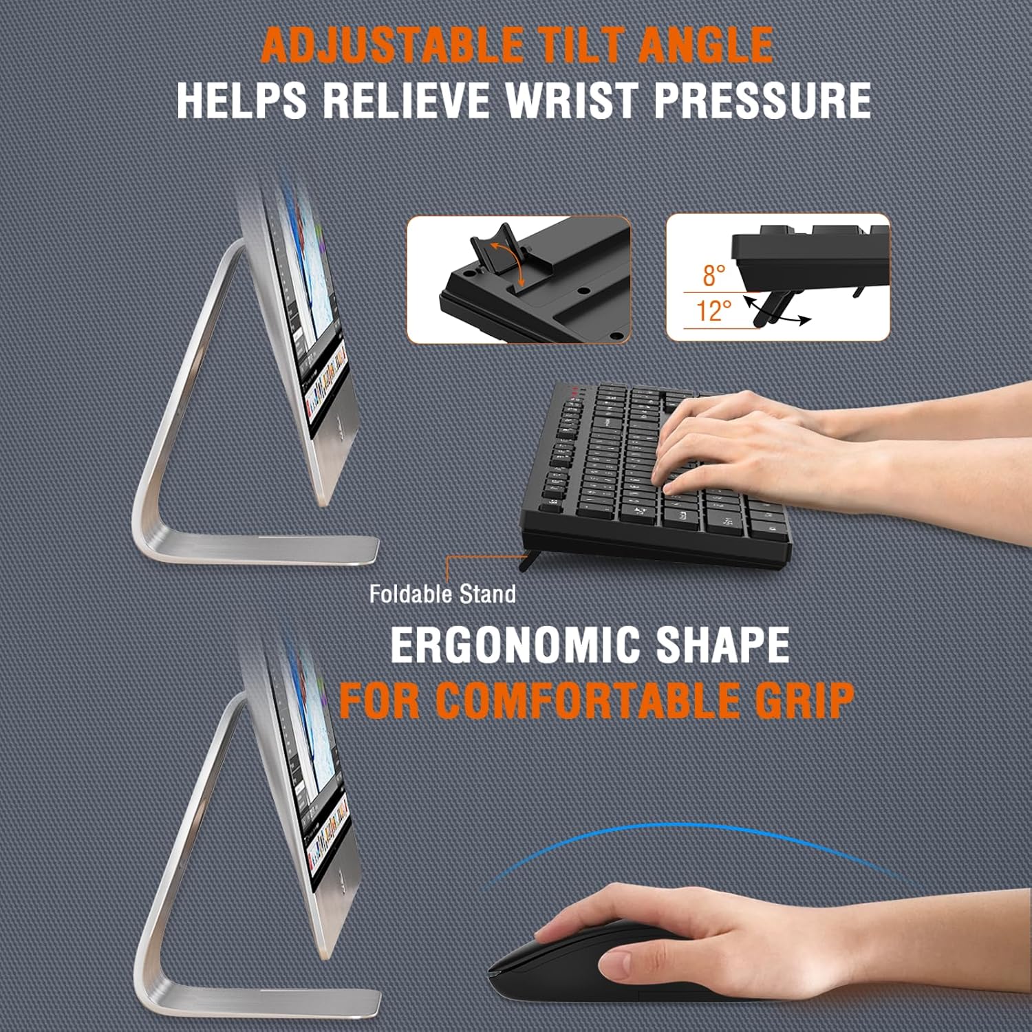 Wireless Keyboard and Mouse Combo, EDJO Silent Full Size Cordless USB 