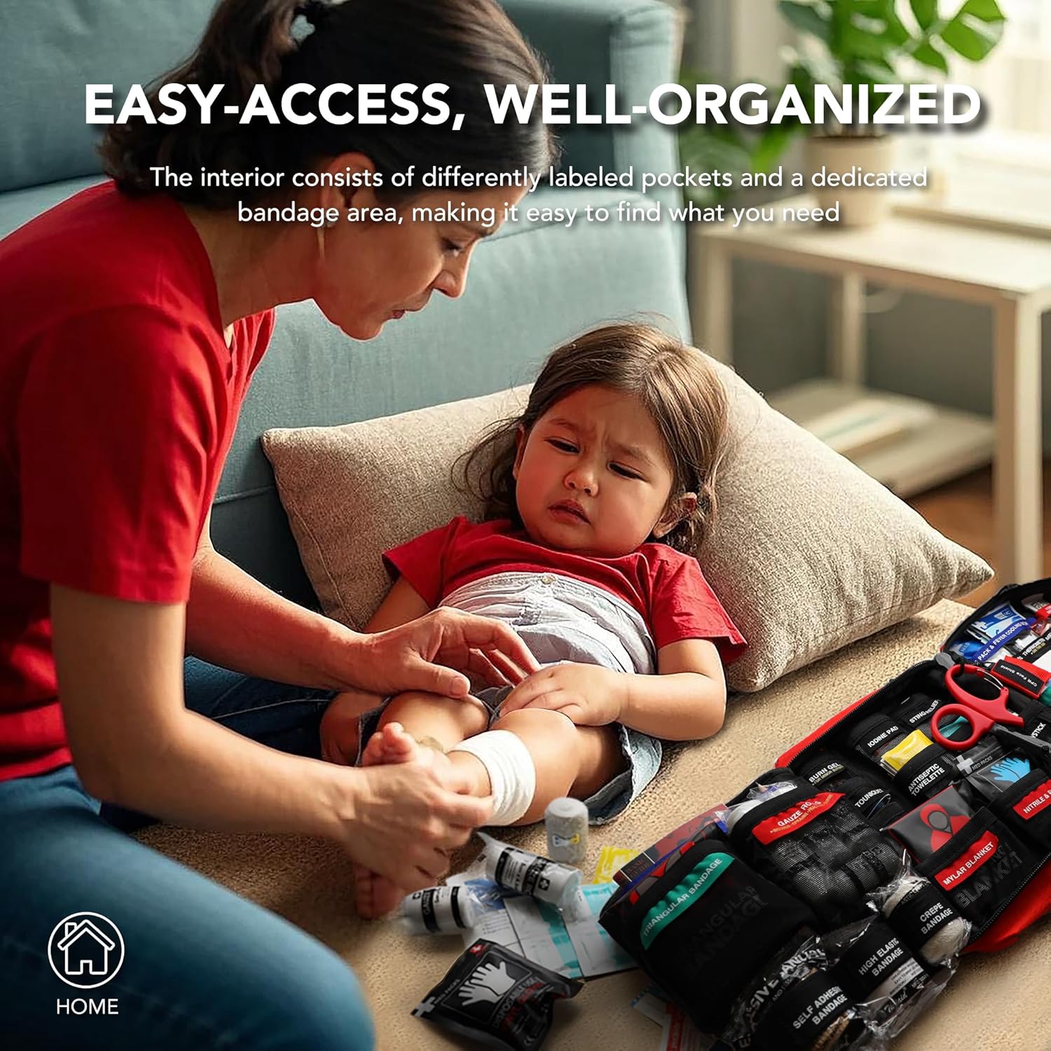 430 Piece First Aid Kit, Well-Organized Premium Waterproof Compact Tra