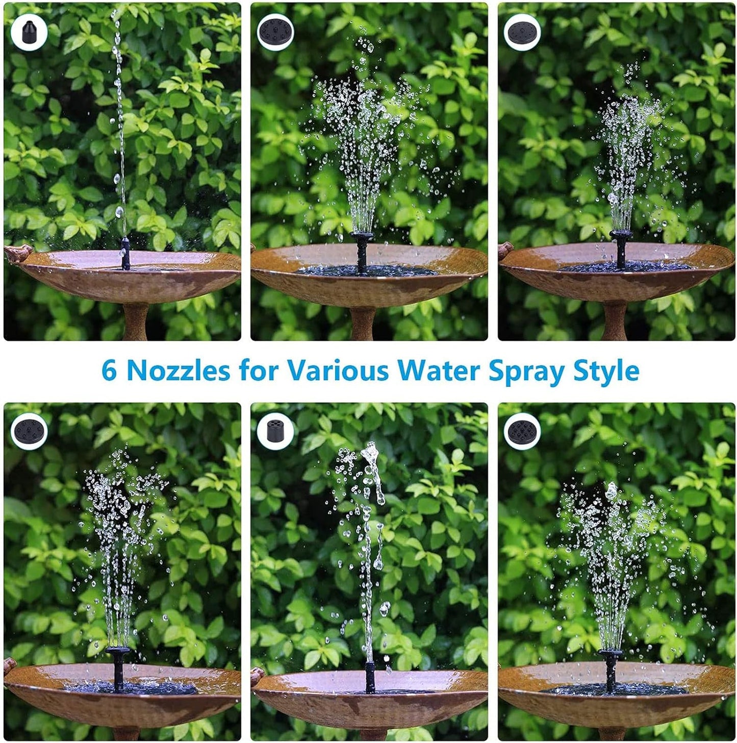 Solar Fountain with LED Lights Bird Bath Solar Water Fountain Floating