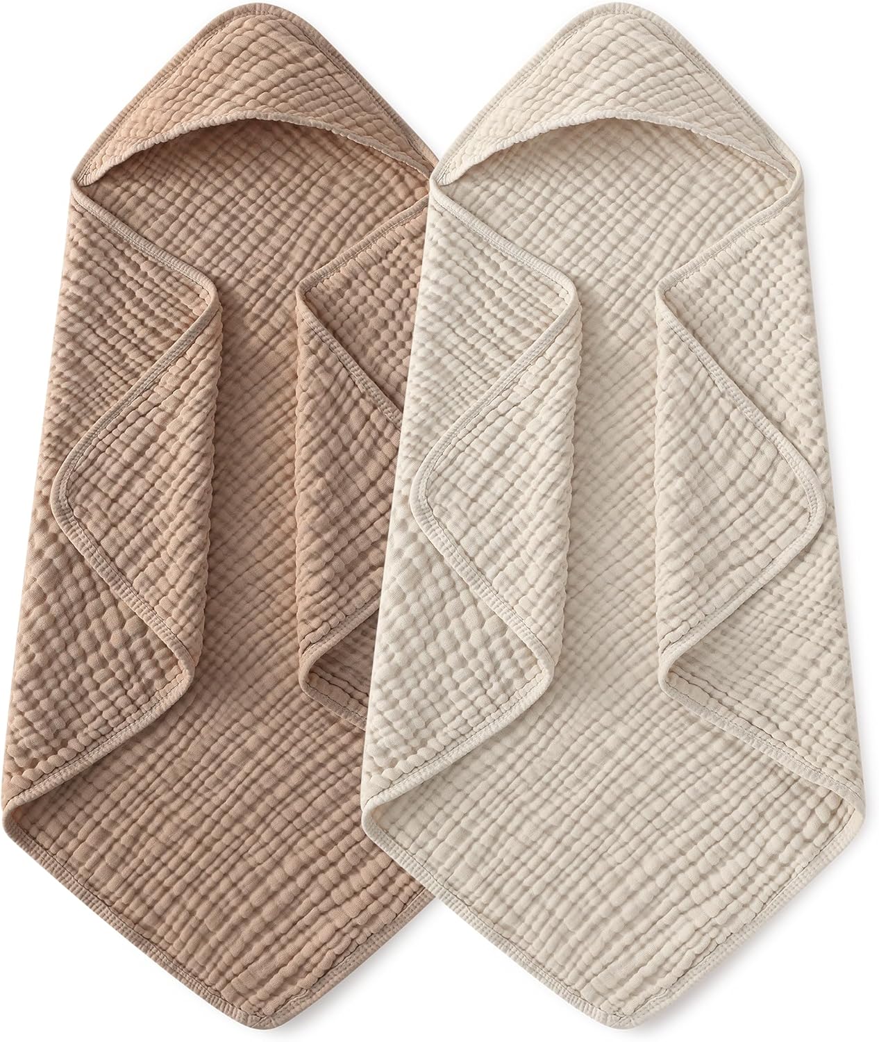 Yoofoss Hooded Baby Towels for Newborn 2 Pack 100% Muslin Organic Cott