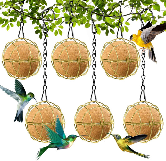 Bird Suet Ball Feeders, 6pcs Metal Hanging Bird Feeder with Hooks, Bal