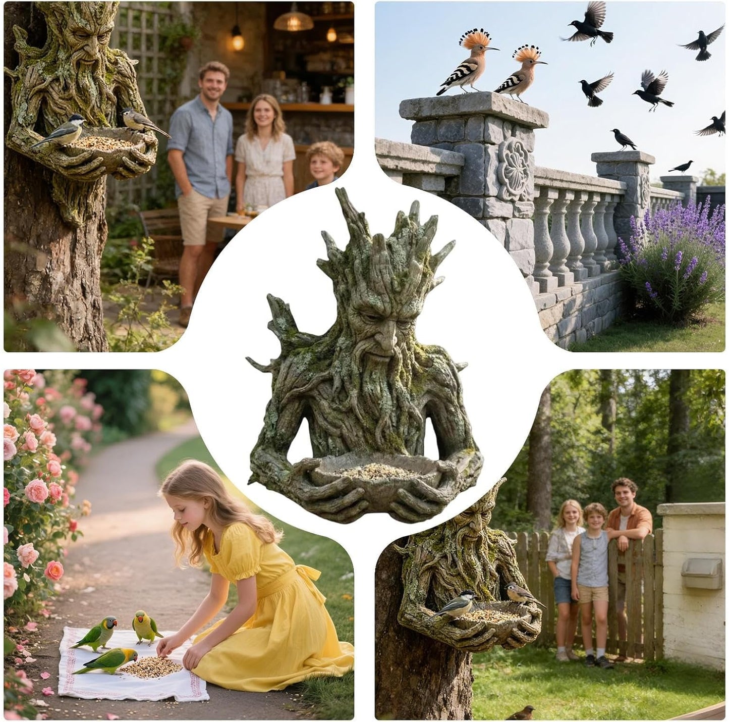 Garden Feeder - Artistic Bird Station for Outdoor Enjoyment | Sparrow Feeding Statue with Sculptural Design & Weather Ready Build for Backyard Viewing, Patio Styling, Yard Display and Porch Decor