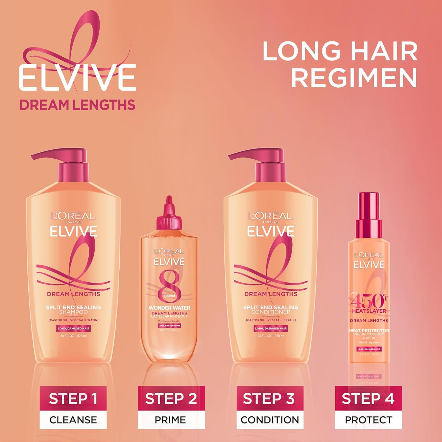 L'Oreal Paris Elvive Dream Lengths Shampoo and Conditioner Kit, Parabe