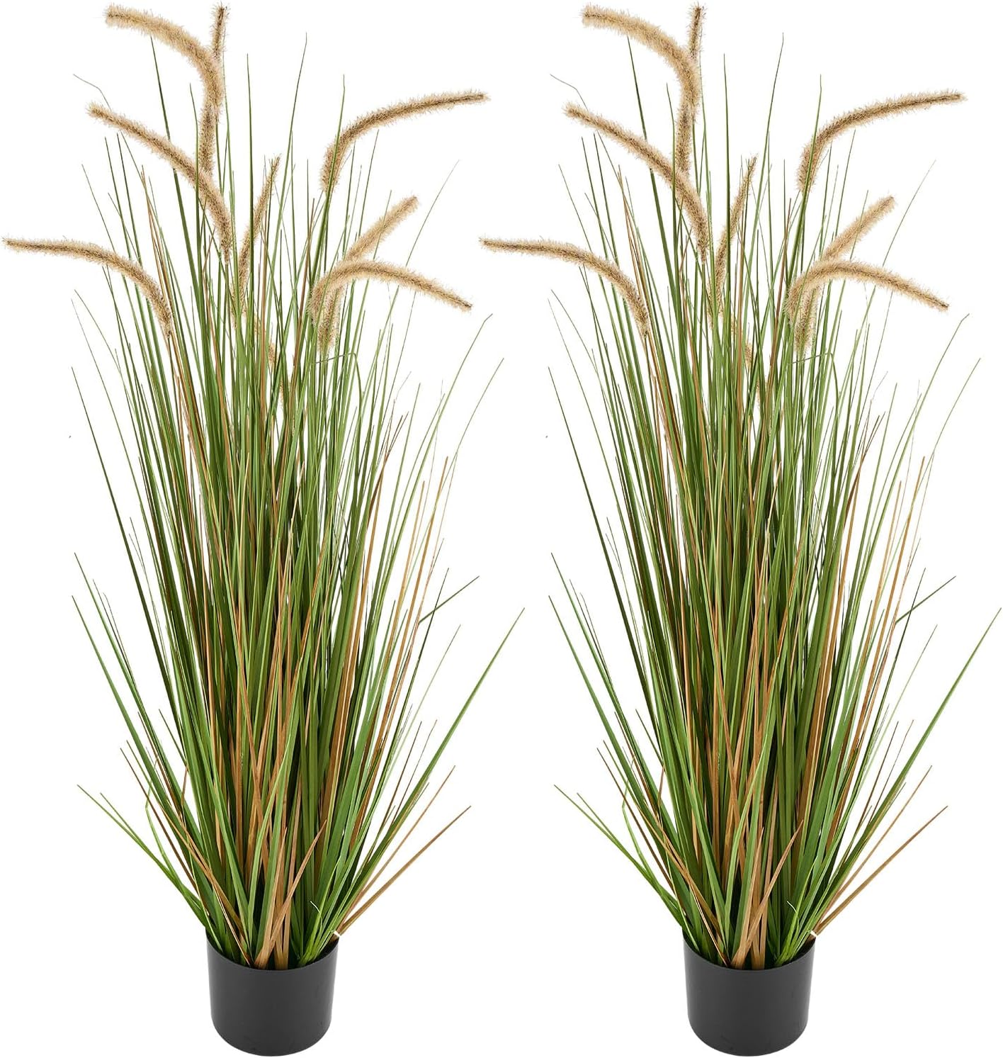 VEVOR Artificial Grass Plant, 2 Pack 47 inch Horsetail Reed Grass in Pot, Premium PVC Faux Fake Greenery Shrubs Plant for Indoor Outdoor House Home Garden Office Room Décor, Housewarming, Green