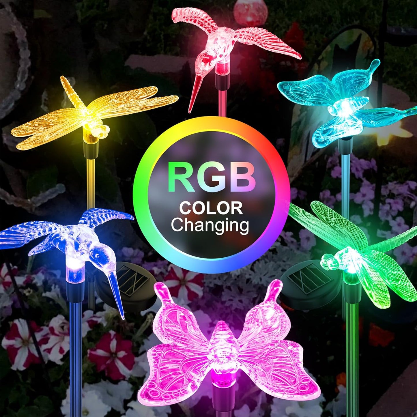 Anordsem Solar Garden Lights Outdoor: 6 Waterproof PVC Insect Stake Li