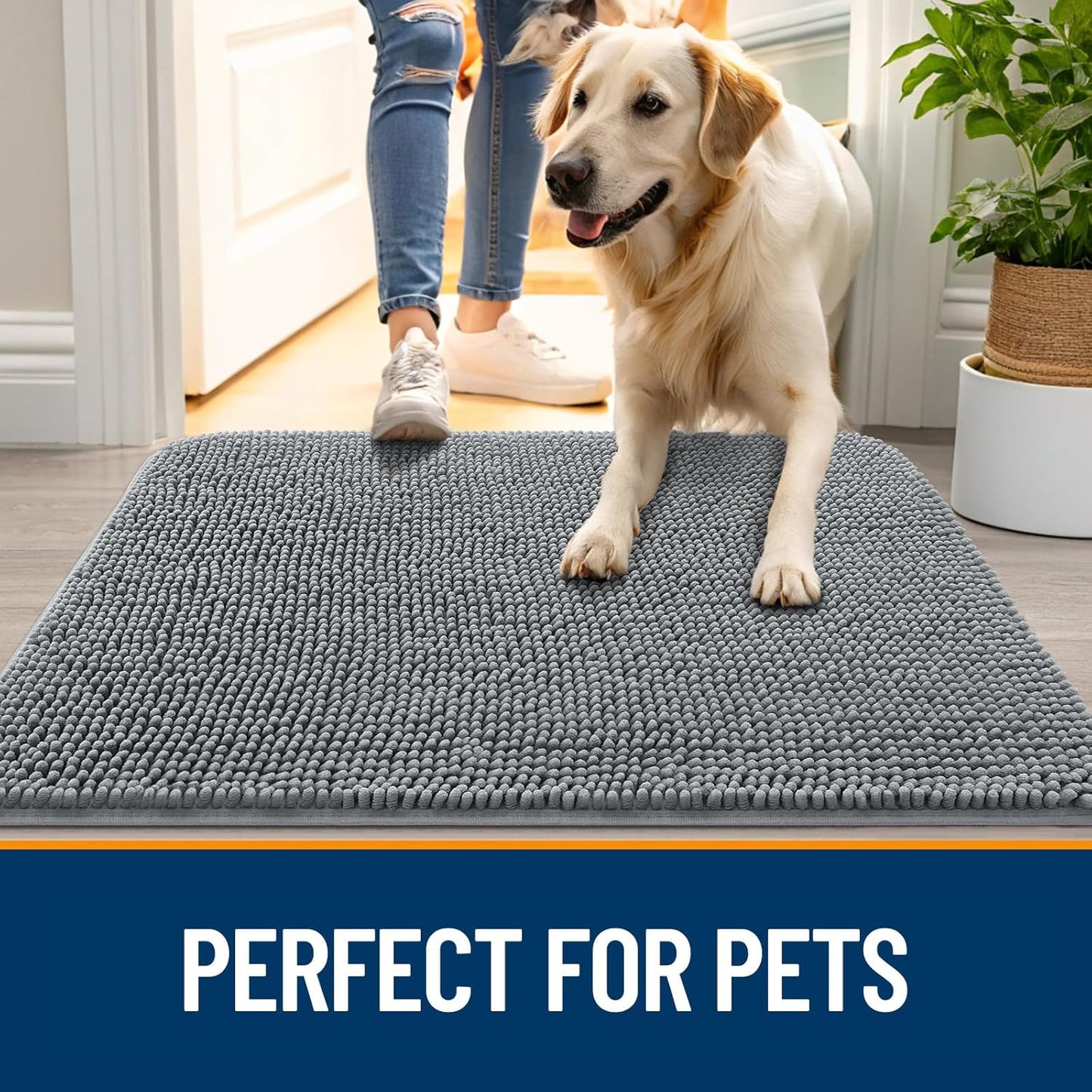 OLANLY Dog Door Mat for Muddy Paws 30x20, Absorbs Moisture and Dirt, A
