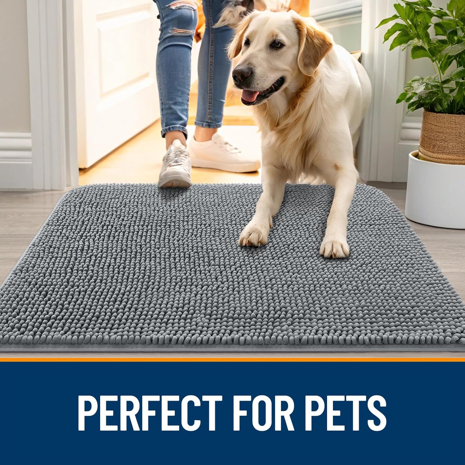 OLANLY Dog Door Mat for Muddy Paws 30x20, Absorbs Moisture and Dirt, A