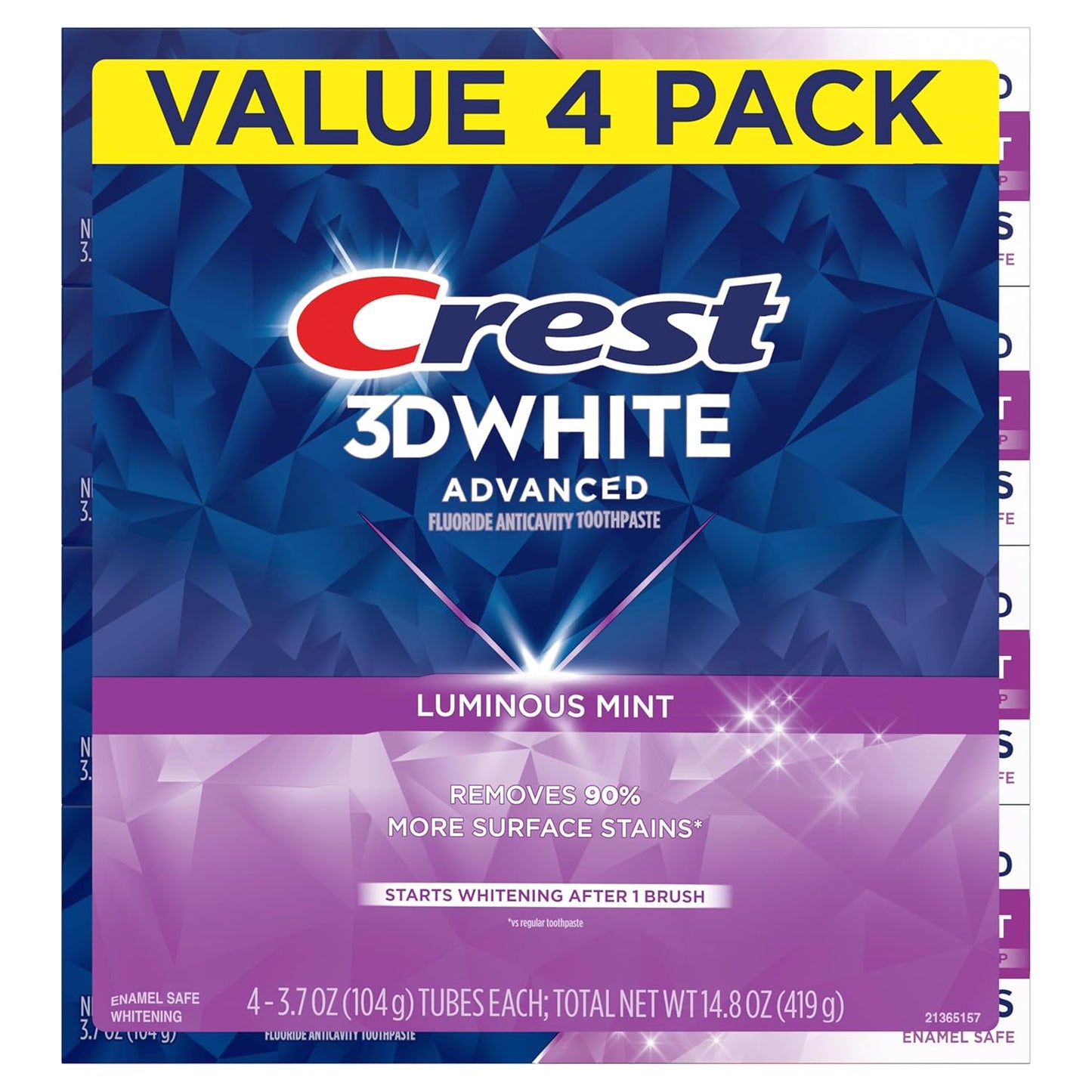 Crest 3D White Advanced Luminous Mint Teeth Whitening Toothpaste, Cres