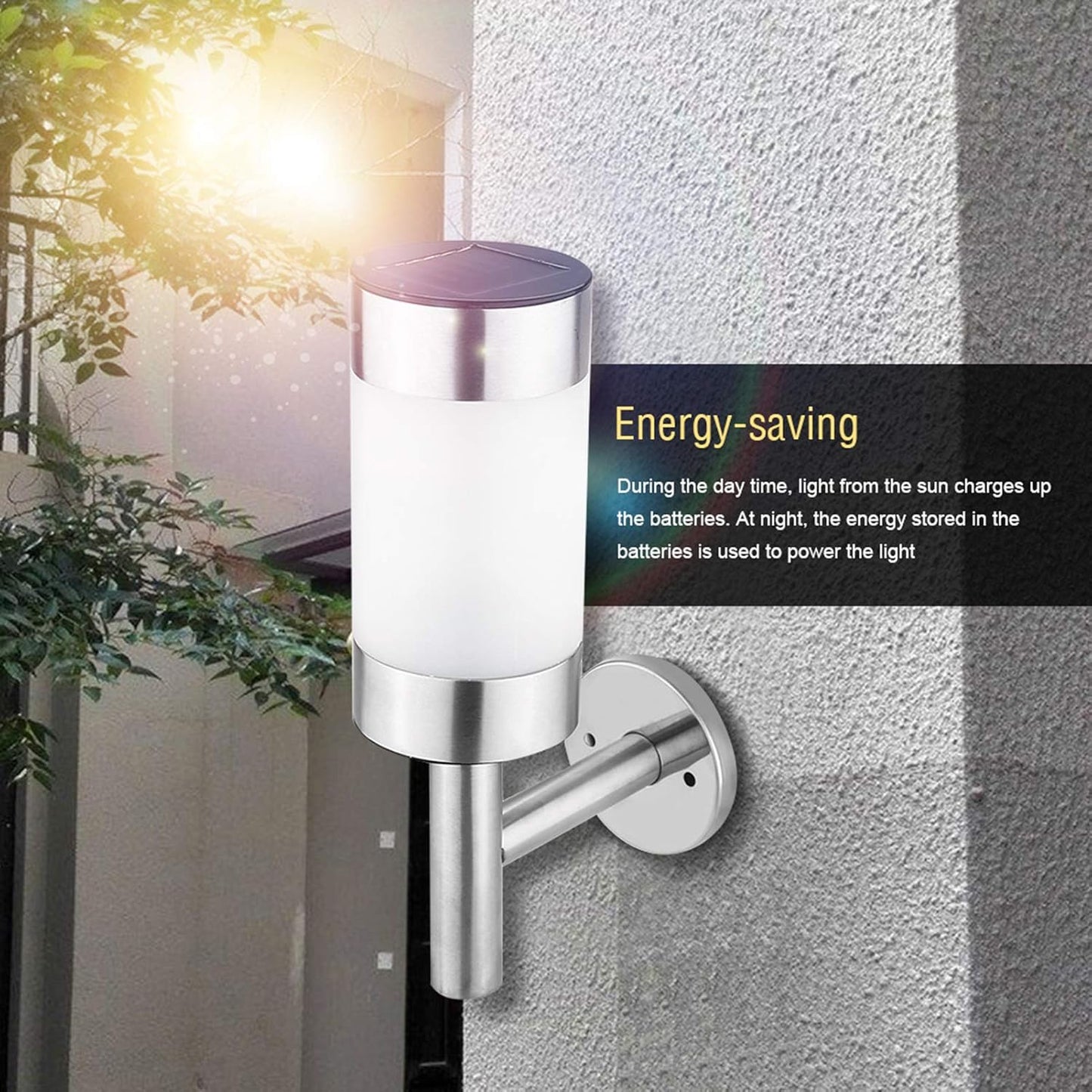 2pcs LED Solar Power Wall Mount Light, Stainless Steel Wall Light, Outdoor Wall Mounted Solar Power Light Lamp for Landscape Garden Yard Sensor Lamp Home Decoration, Stainless Steel Wall Light, 2pcs