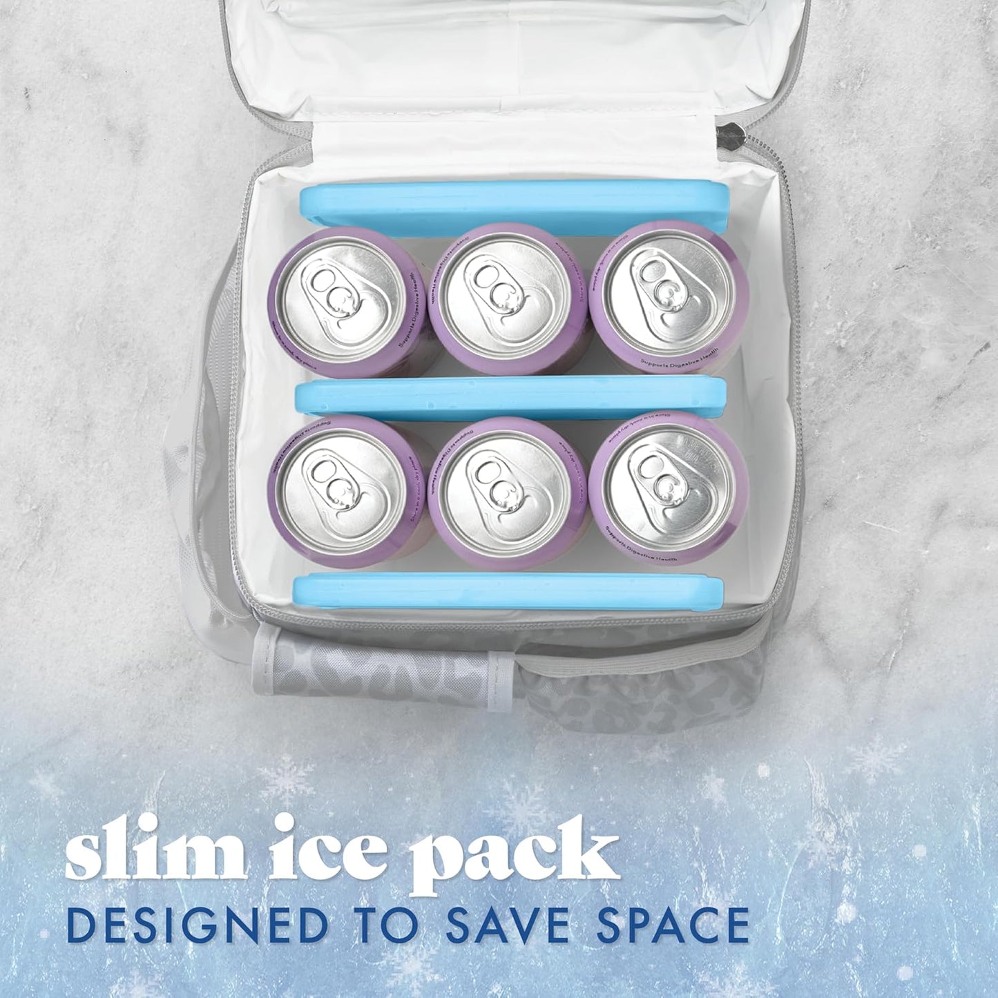 Cool Coolers by Fit & Fresh 4 Pack XL Slim Ice Packs, Quick Freeze Space Saving Reusable Ice Packs for Lunch Boxes or Coolers, Blue, 239ICE, 4 count (Pack of 1)