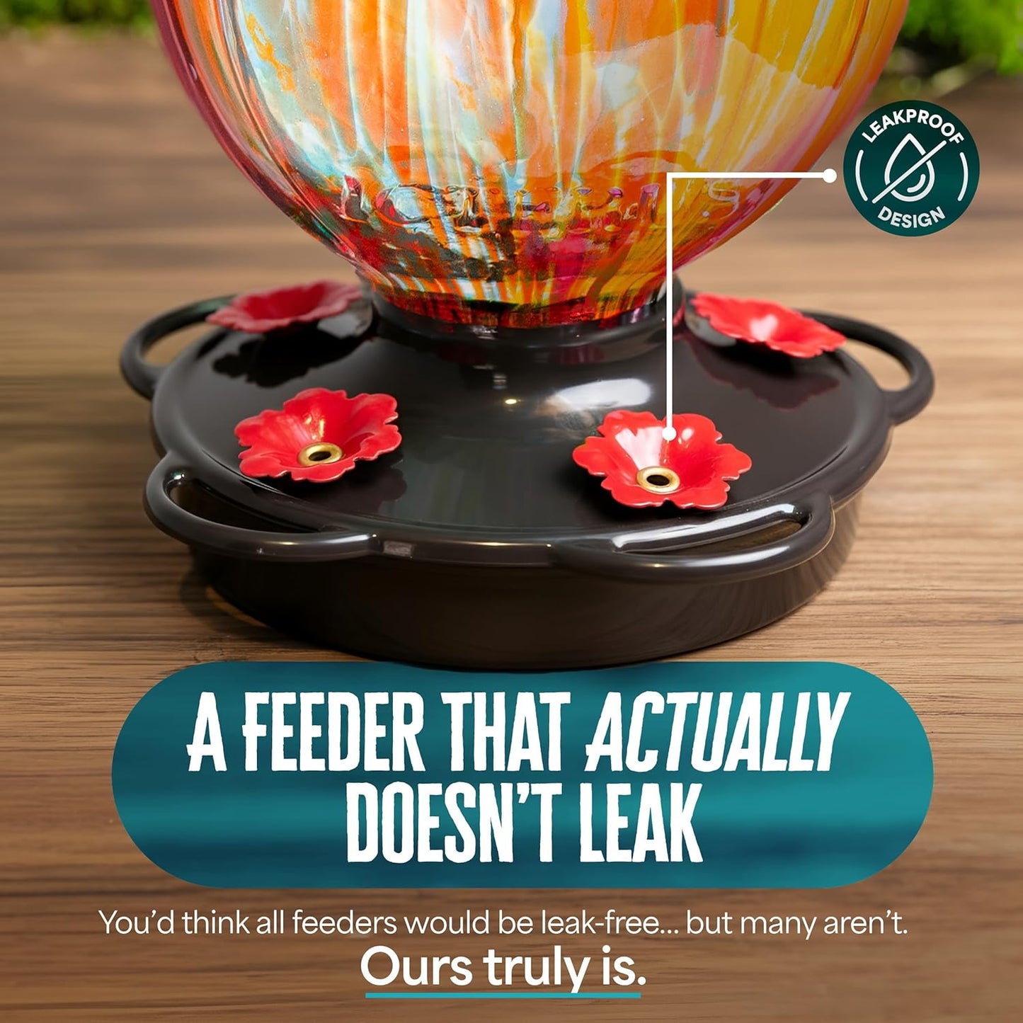 Tulip Shaped Glass Hummingbird Feeders for Outdoors - 36 Oz Hummingbir