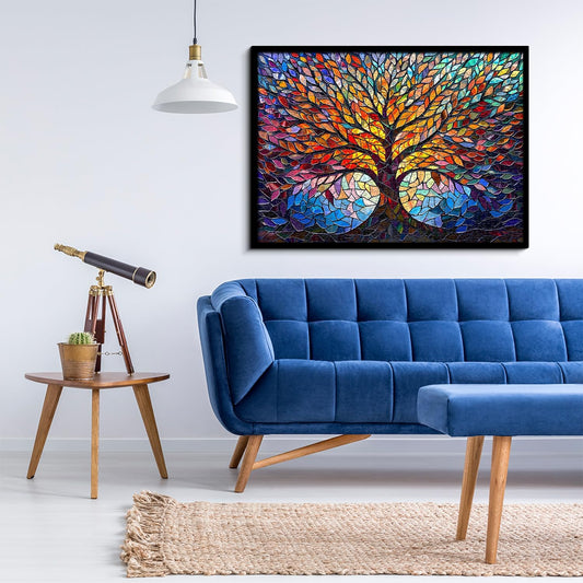 PICKFORU Stained Glass Puzzle Tree of Life Puzzles for Adults 1000 Pie