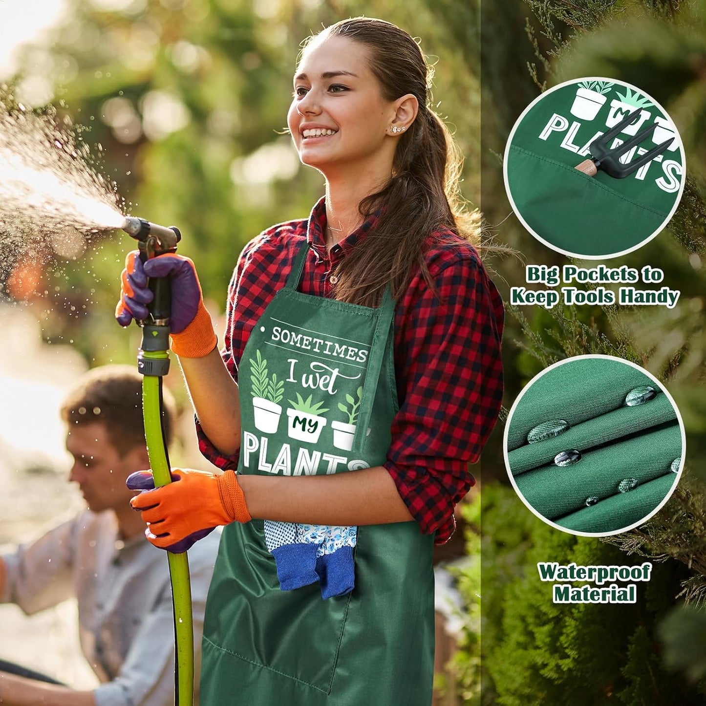3 Pcs Funny Gardening Aprons for Women Waterproof Garden Apron with Pockets Floral Aprons for Gardener Plant Lover Gifts for Mom Grandma Wife Mother's Day Birthday Housewarming