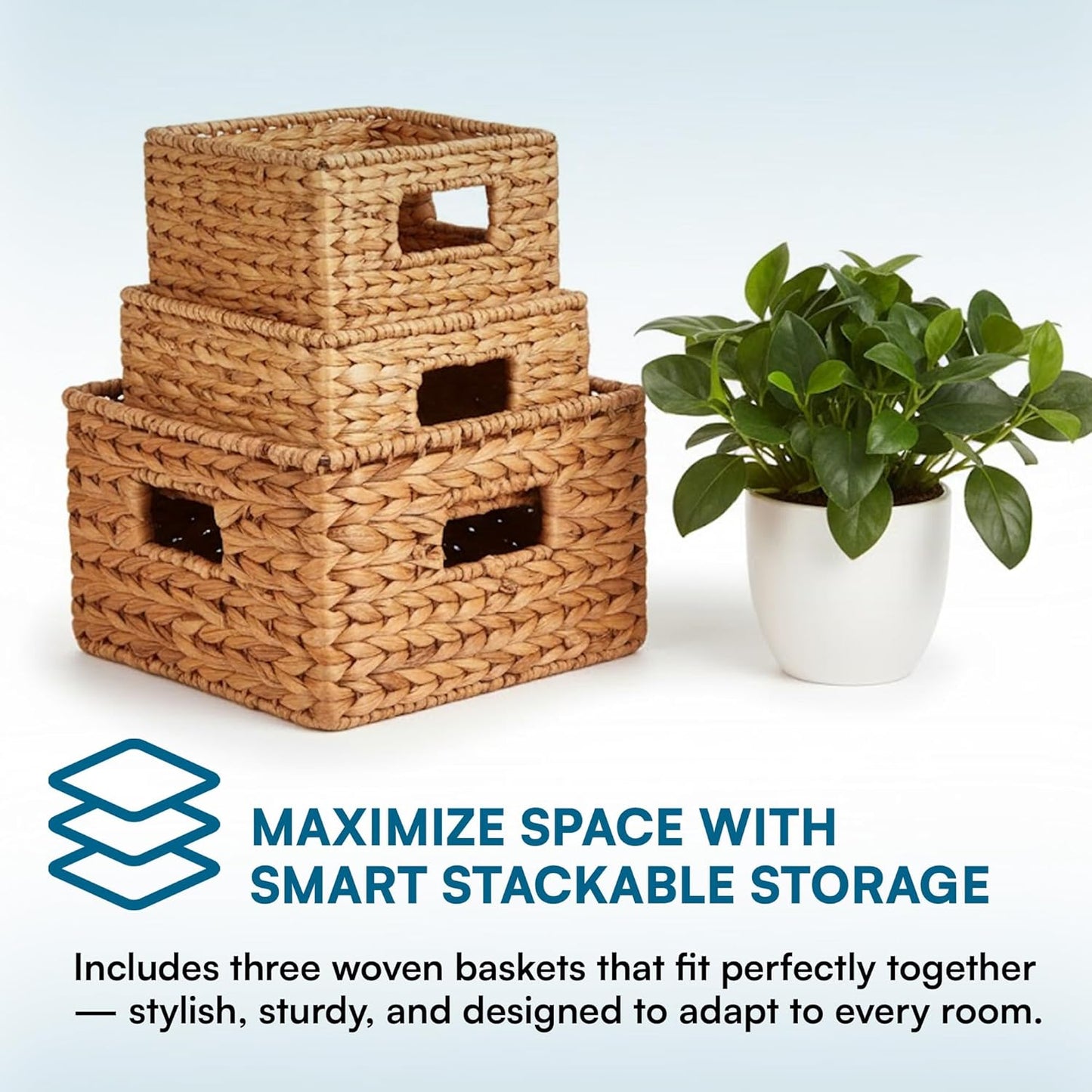 Honey-Can-Do Banana Leaf Storage Baskets –Water Hyacinth Woven Basket,