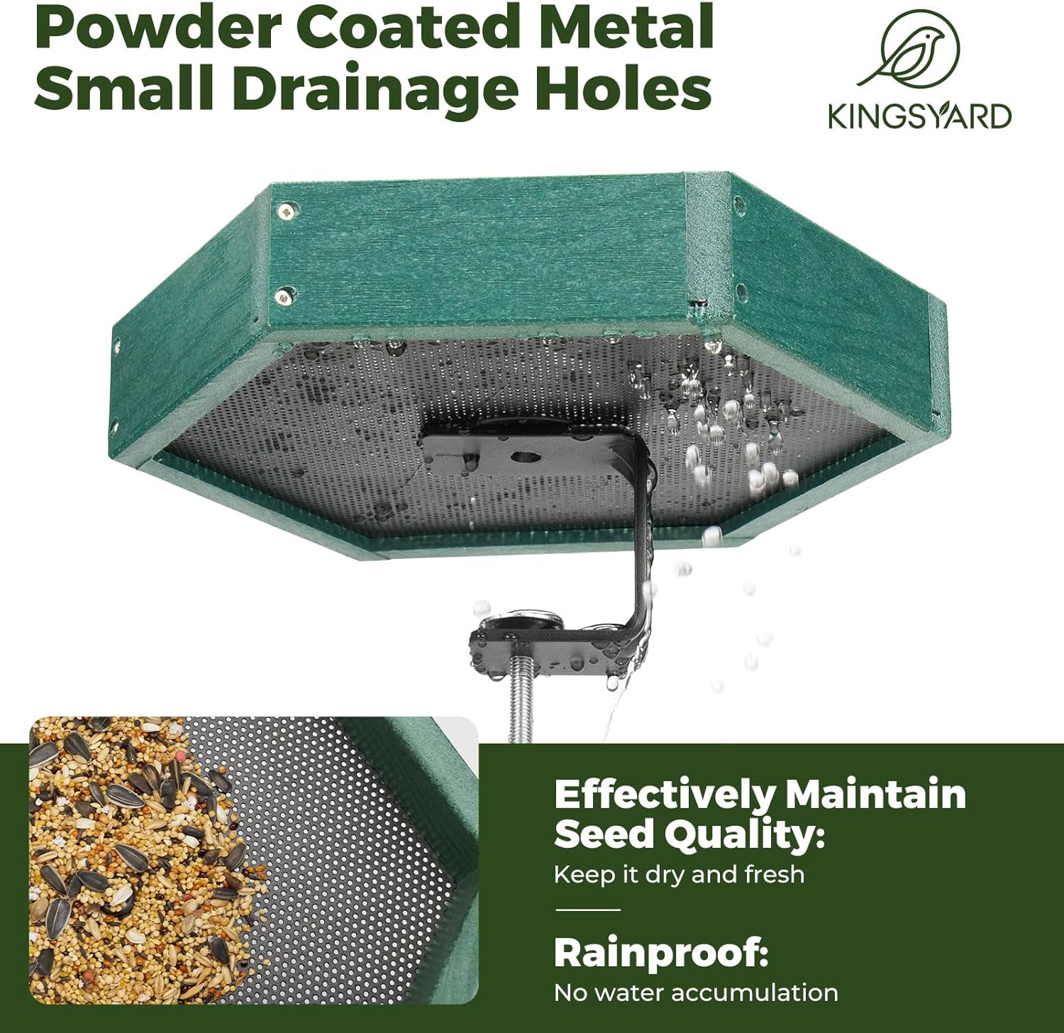 Kingsyard Clamp-On Deck Bird Feeder 11in Hexagon, Adjustable Balcony R