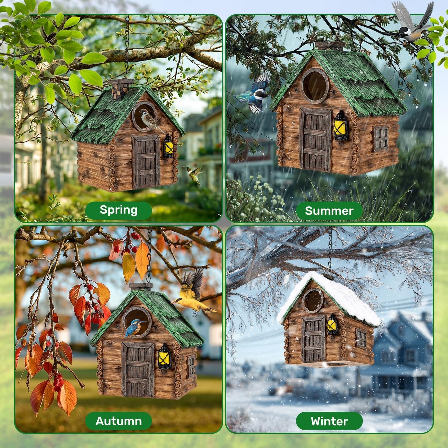 Bird House for Outside, Resin Bluebird House for Outdoors Finches, Car