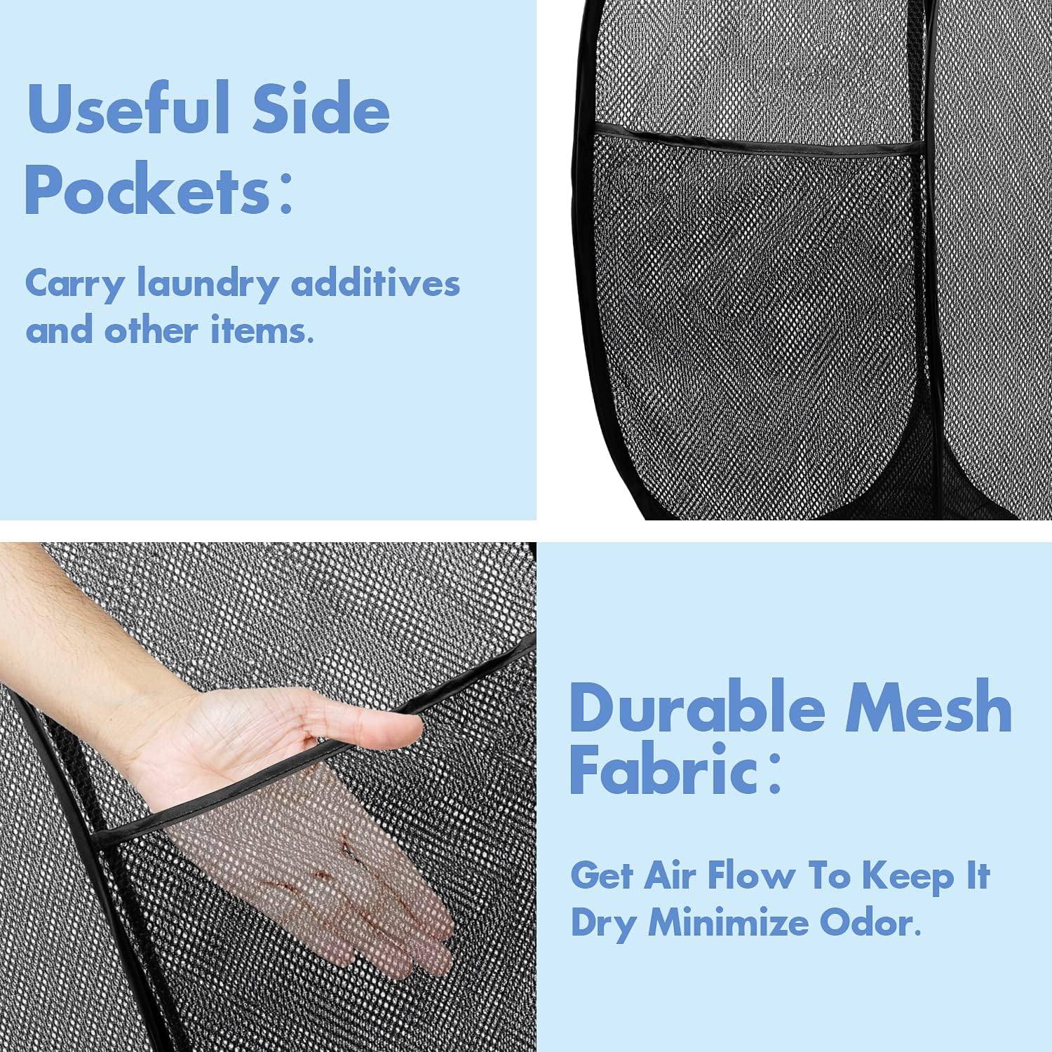 DUCOO Pop Up Hamper, 1 PCS Mesh Pop Up Laundry Hamper, Foldable Mesh L