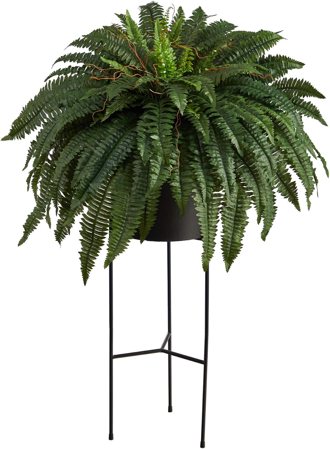 Nearly Natural 51in. Boston Fern Artificial Plant in Black Planter with Stand