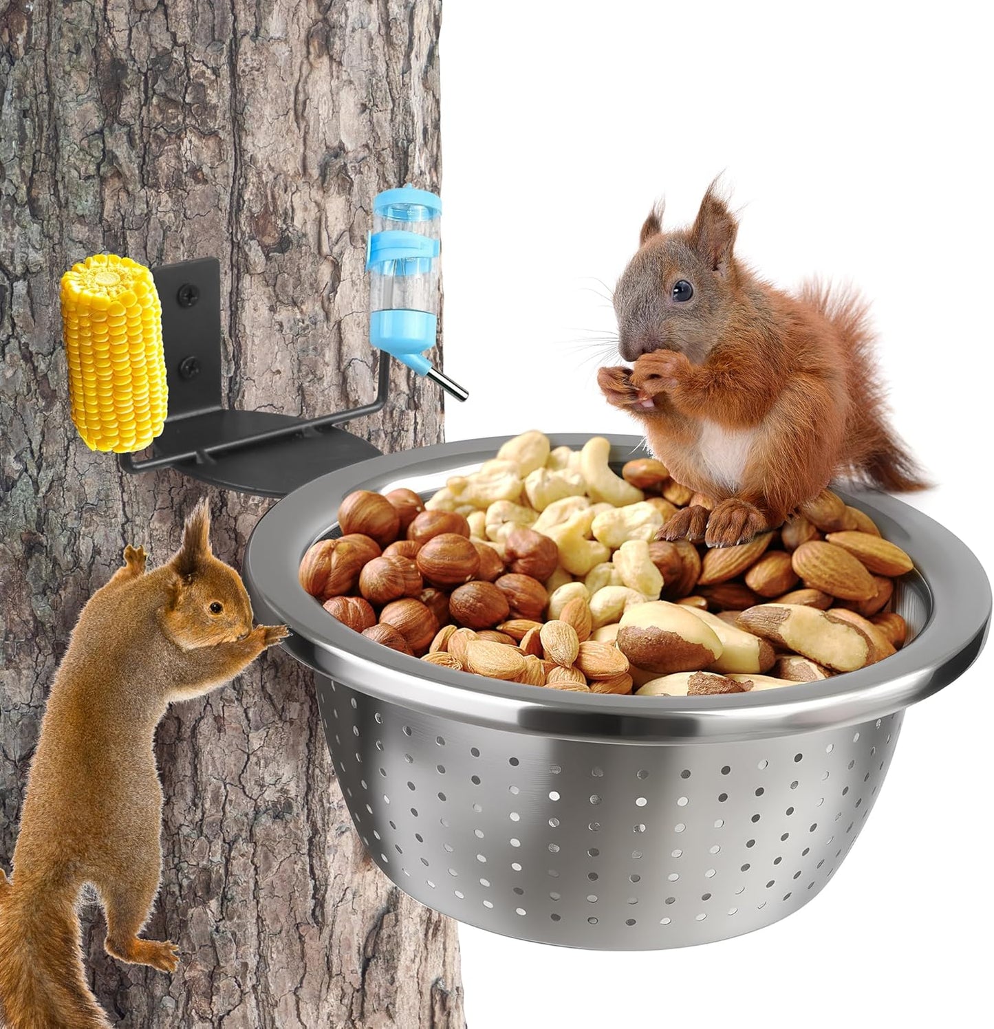 Outdoor Metal Wild Squirrel Feeder: Chipmunk Food Holder with Removabl