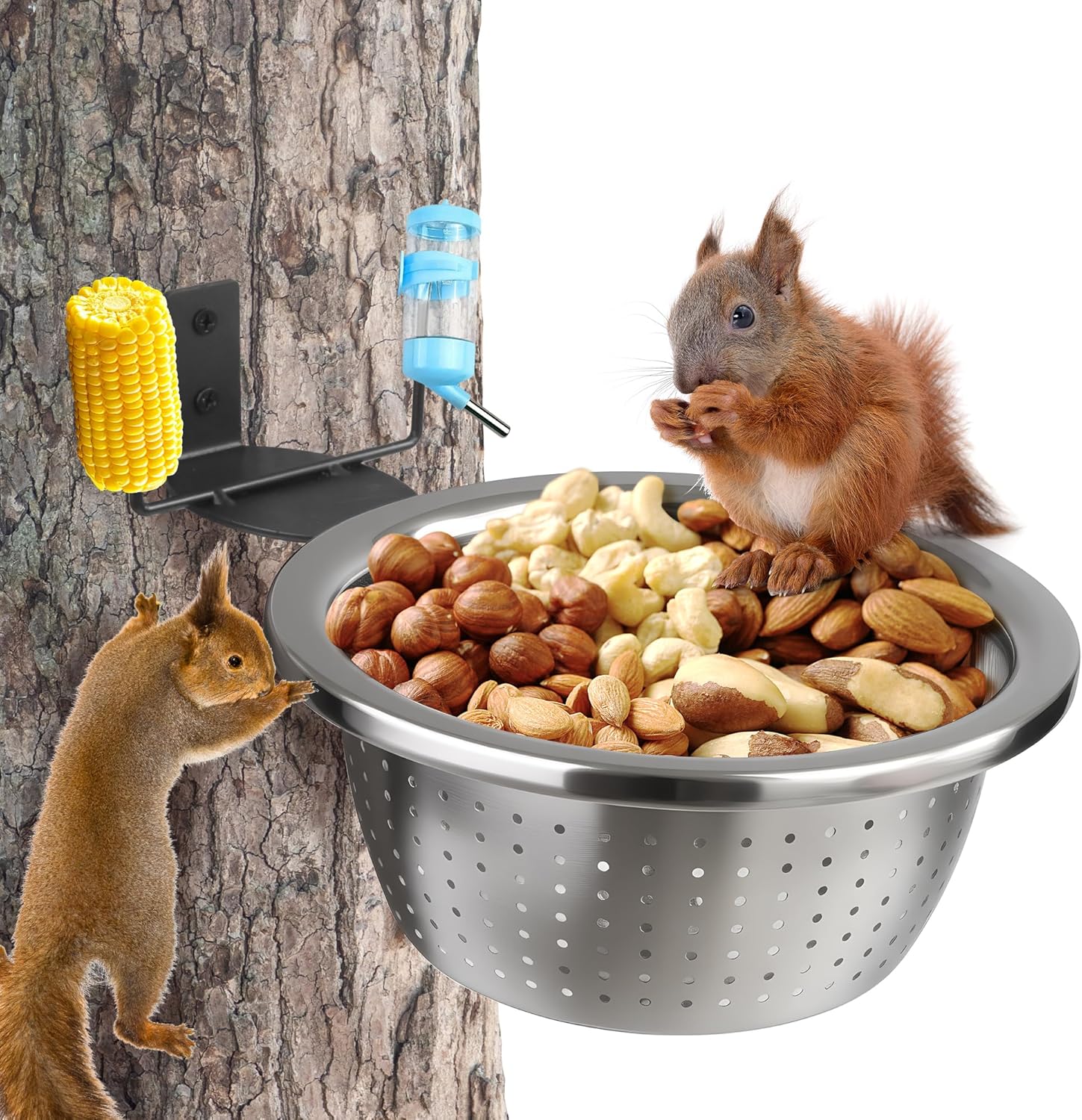 Outdoor Metal Wild Squirrel Feeder: Chipmunk Food Holder with Removabl