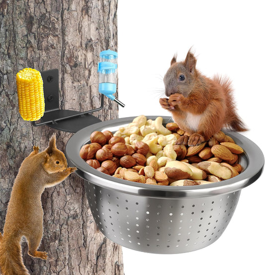 Outdoor Metal Wild Squirrel Feeder: Chipmunk Food Holder with Removabl
