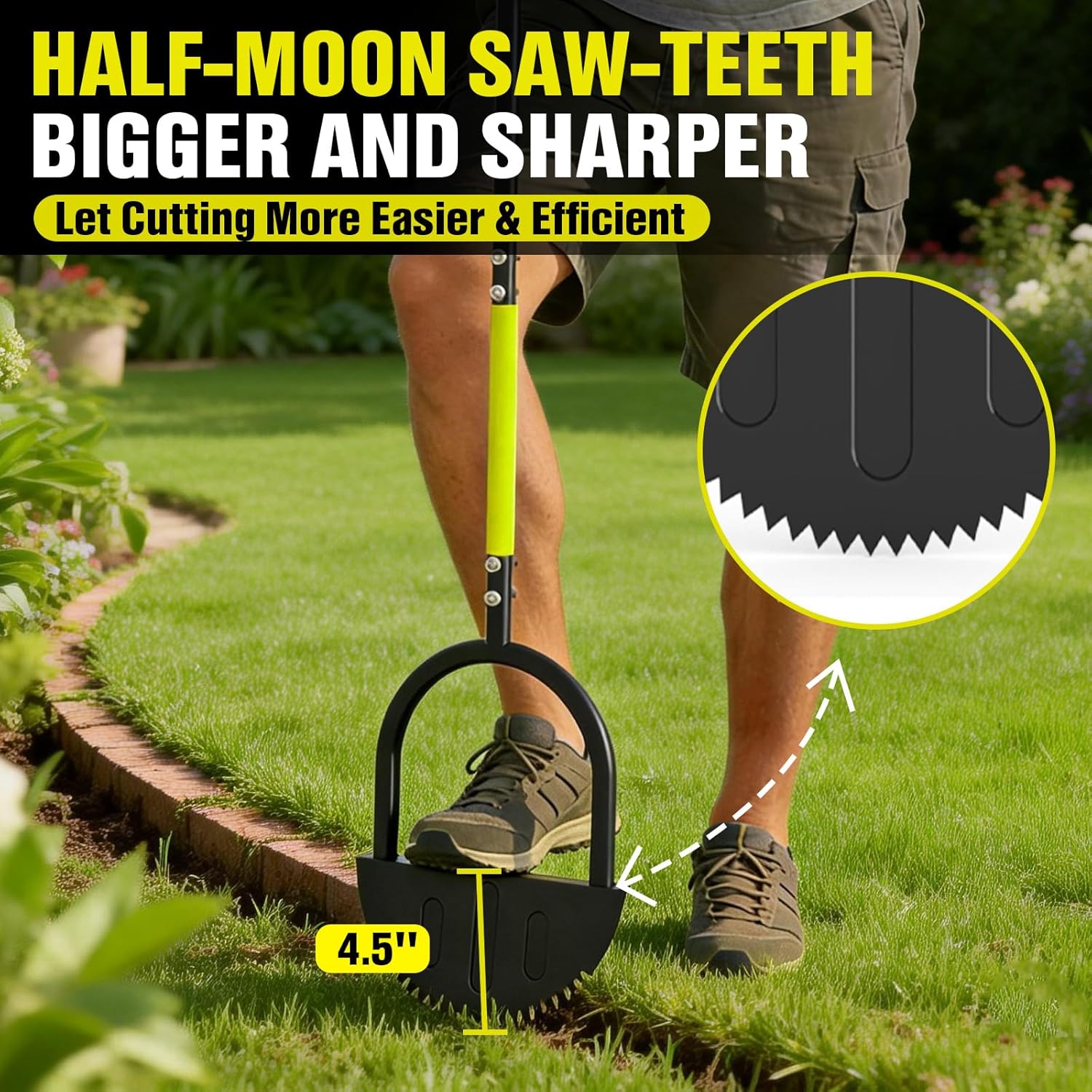 Houselife Half Moon Edger for Landscaping, 42" Manual Grass Edger Tool