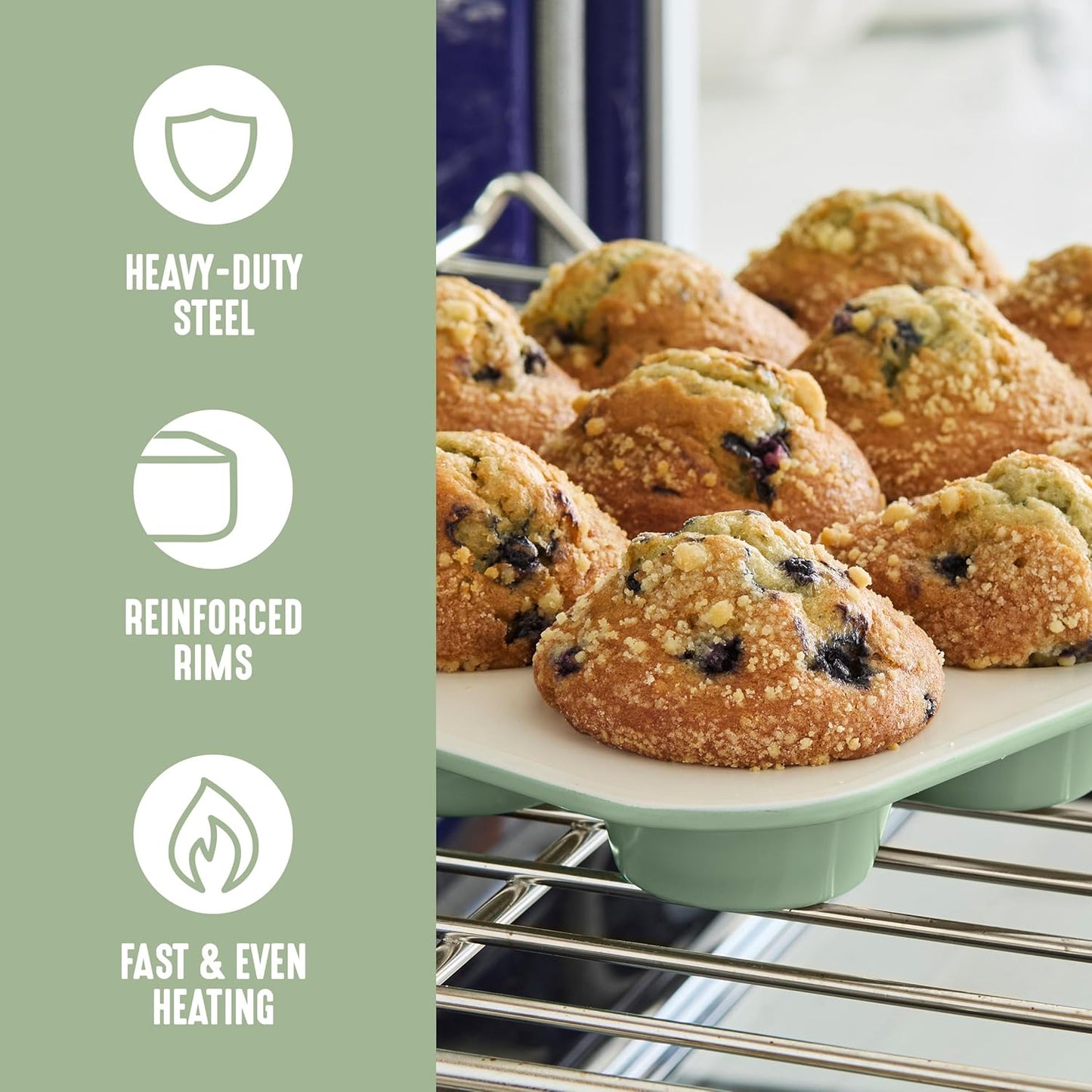 GreenLife 6 Piece Nonstick Bakeware Set, Non-Toxic PFAS-Free Ceramic O