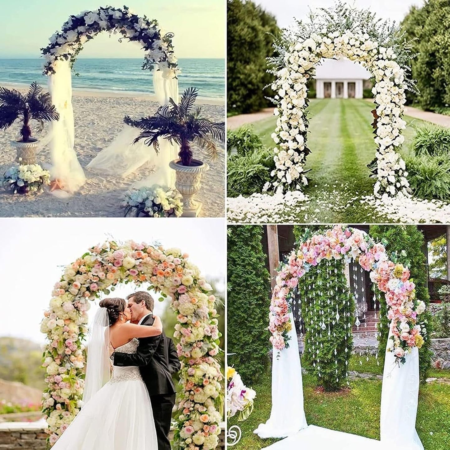 Green Metal Garden Arch - 2.86x2.2m Rose Trellis for Climbing Plants, Outdoor Wedding Decor, Flower Support Rack for Backyard Lawn & Garden Landscaping