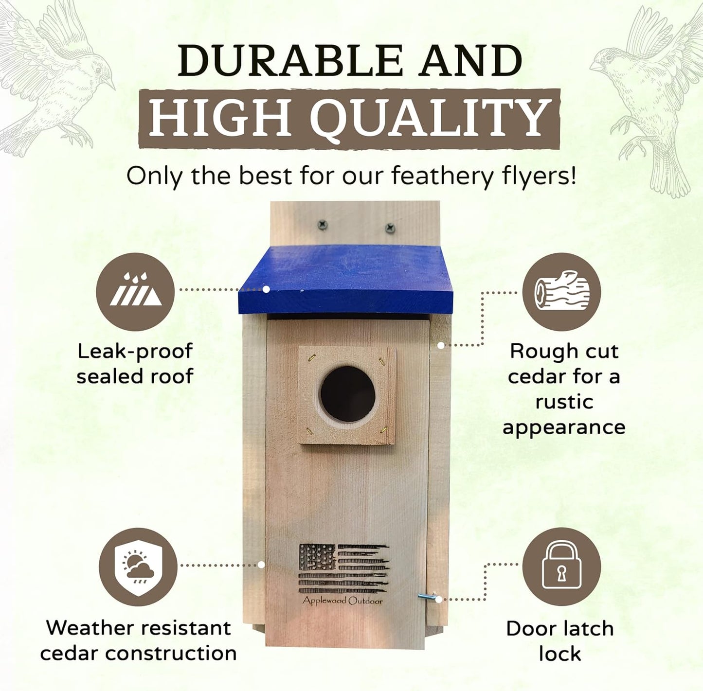 Made in USA,Premium Rustic Cedar Bird Houses,Durable Bird Houses for O
