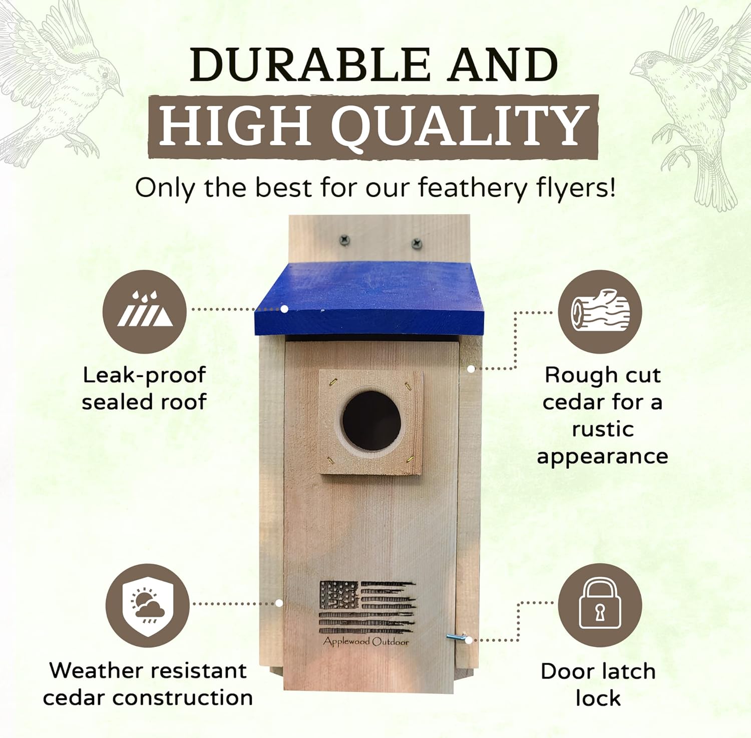 Made in USA,Premium Rustic Cedar Bird Houses,Durable Bird Houses for O