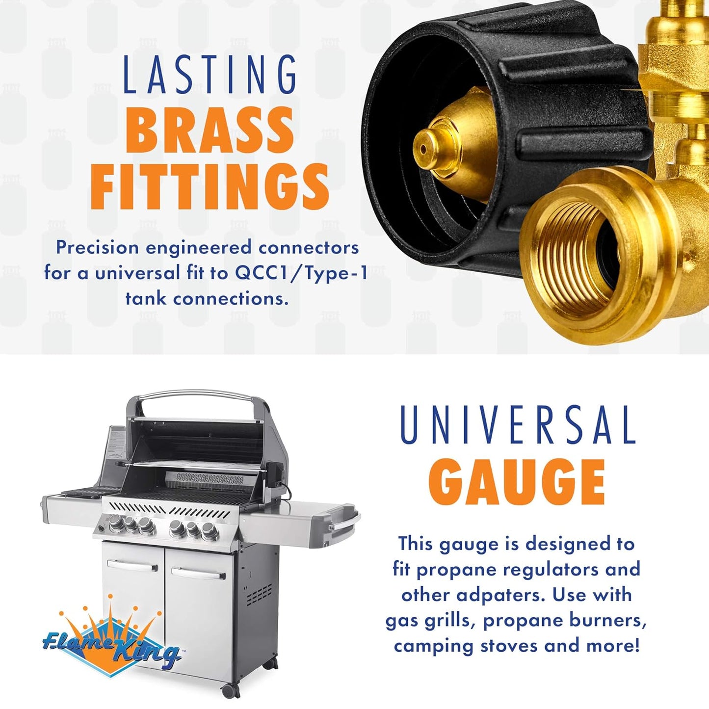 Flame King Propane Tank Gauge Level Indicator Leak Detector Gas Pressure Meter Color Coded & Glow in The Dark Universal for Cylinder, BBQ Gas Grill, RV Camper, Heater Propane Gas Tank Level Indicator