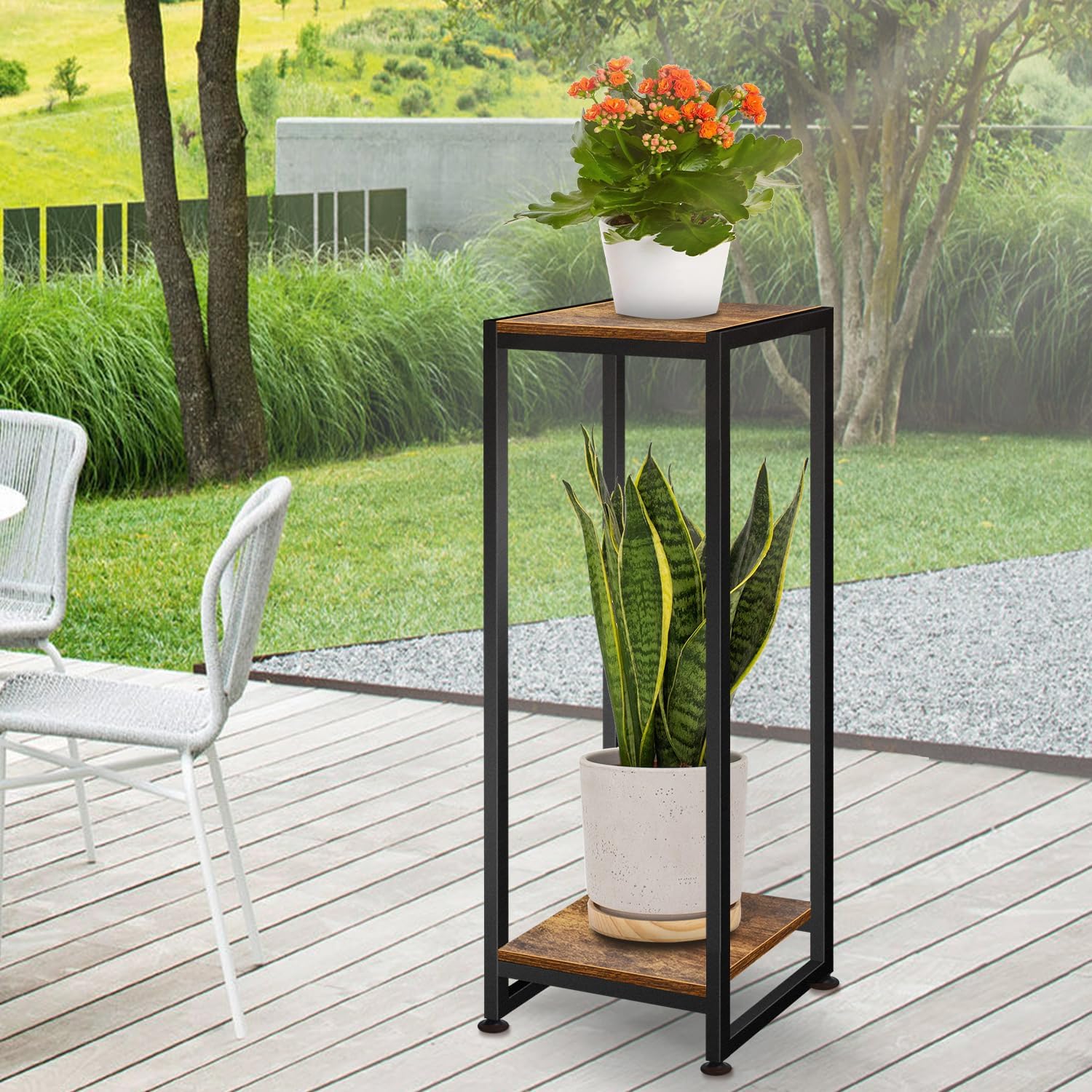 Plant Stand Indoor, 31.5'' Tall Wood Plant Stands Heavy Duty Pedestal 