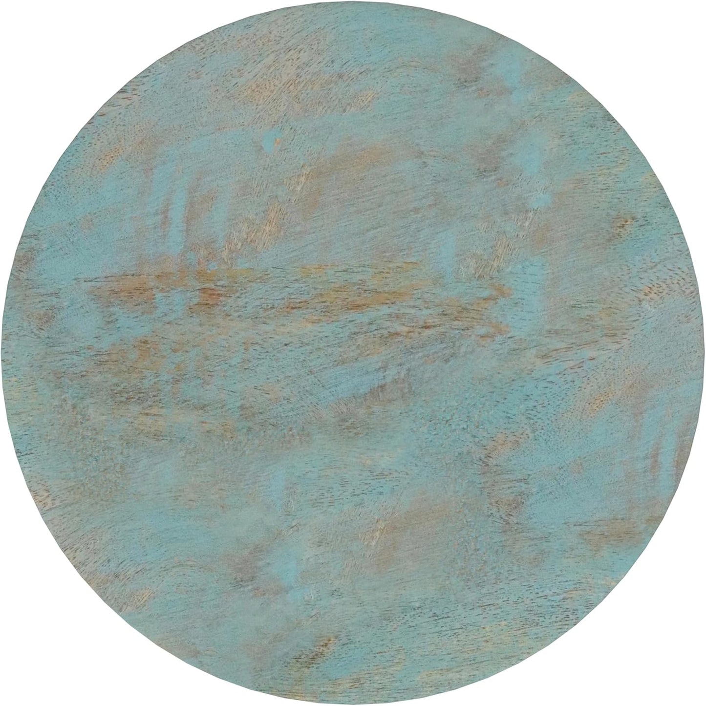 SIMPLIHOME Boyd End Table - 13 inch Wide Solid Mango Wood Round Accent Table in Teal Wash, Handcrafted Contemporary Nightstand or Lamp Stand for Living Room, Bedroom, or Office, Assembled