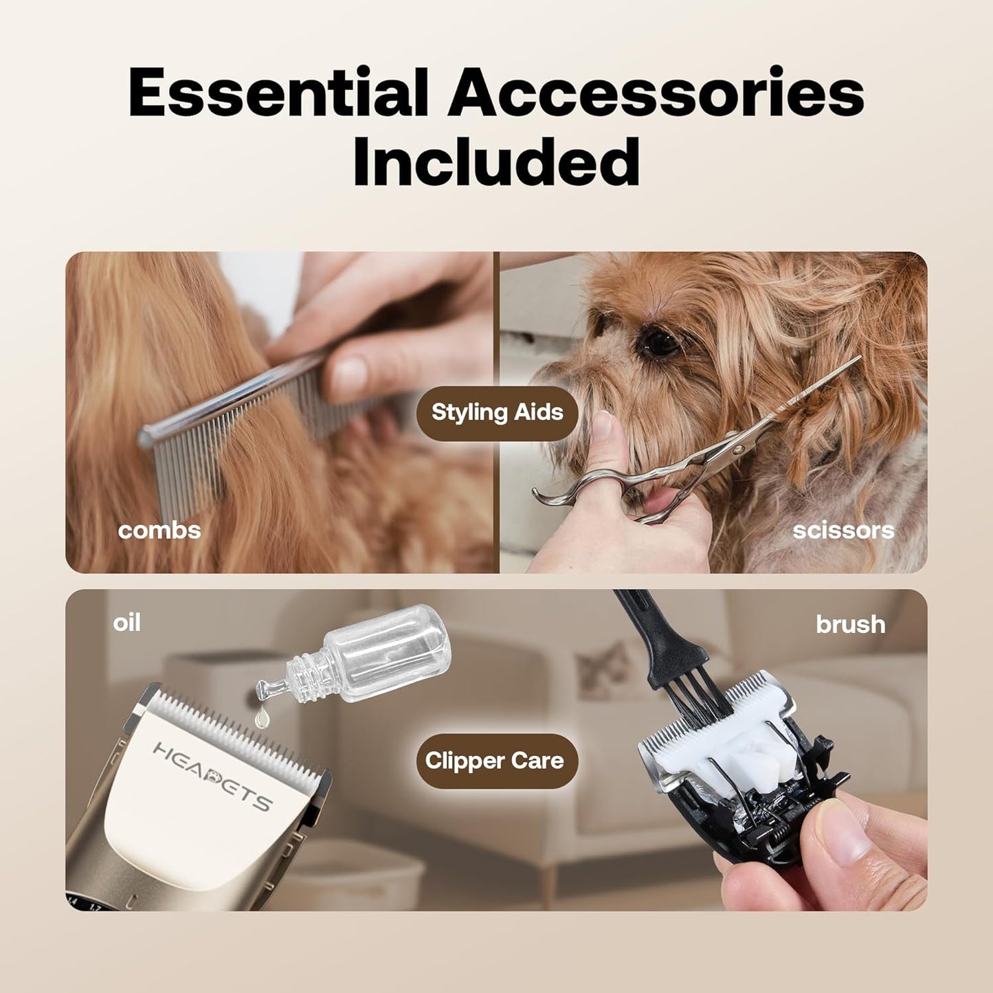 Dog Grooming Clippers, Low Noise, Electric Quiet, Adjustable Clipper C